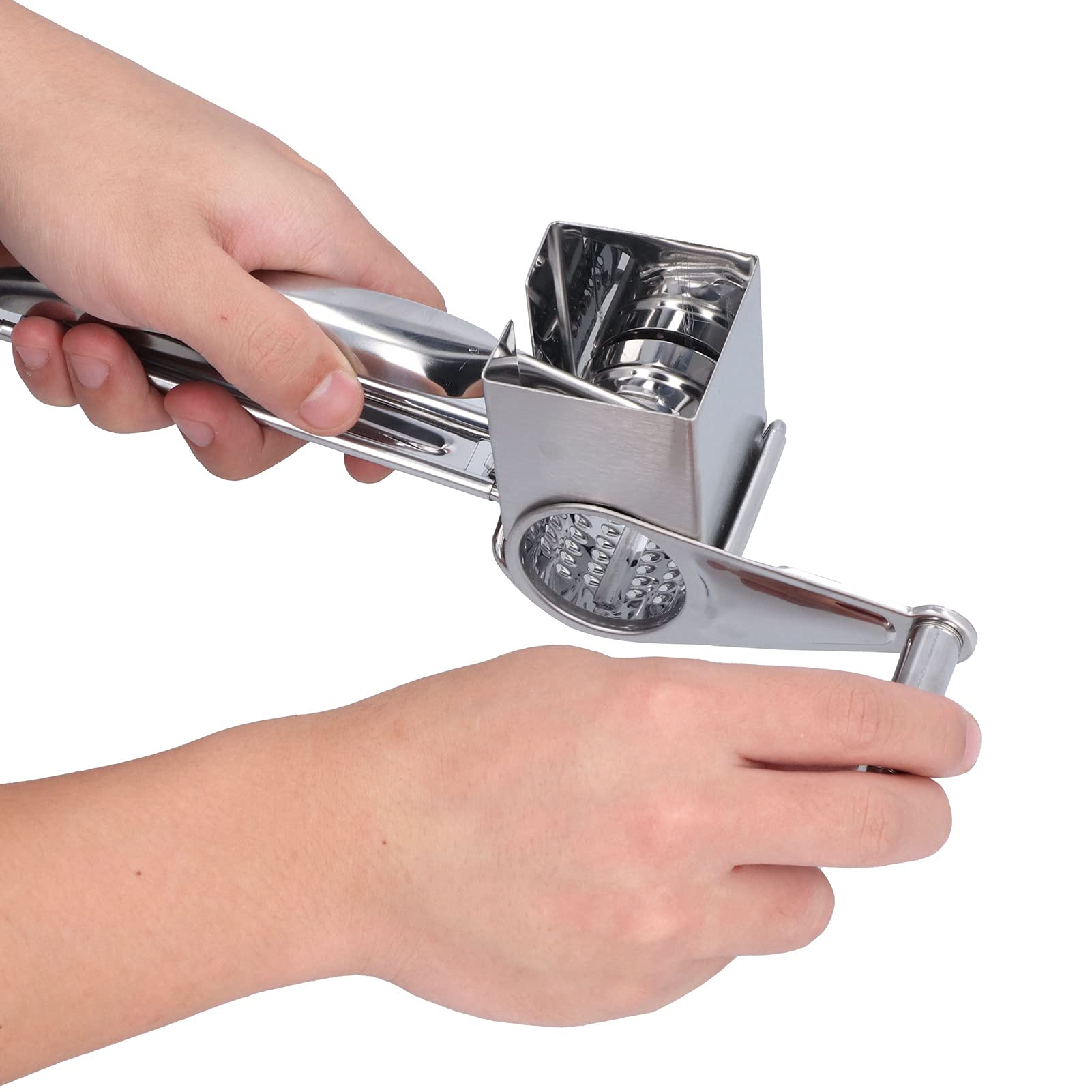 Horoper Handheld Rotary Cheese Grater - Stainless Steel Cheese Shredder & Cutter for Parmesan, Cheddar, Walnuts - Perfect for Kitchen, Camping & Picnics