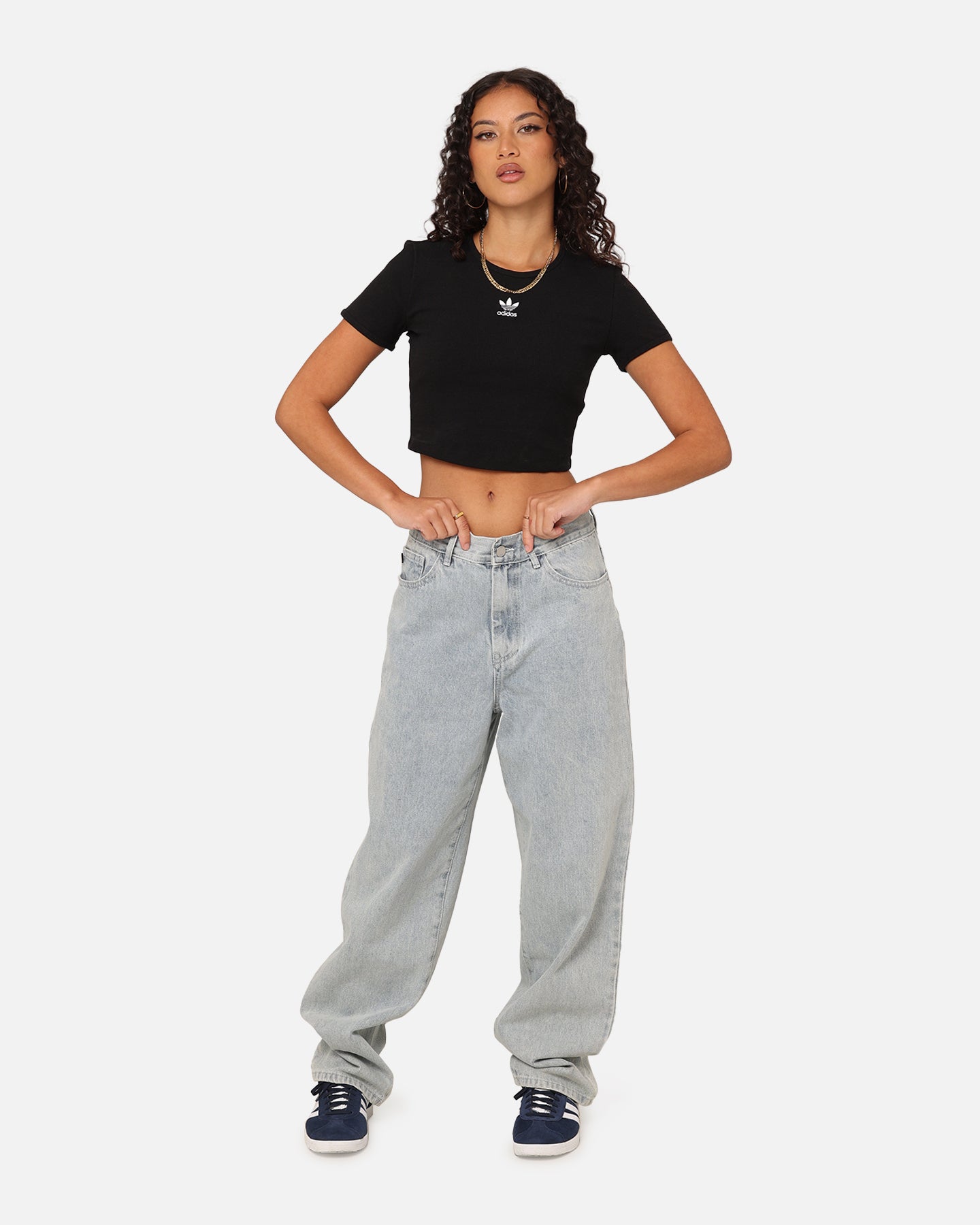 Adidas Women's Essentials Ribbed Baby Tee - Soft Cotton Crewneck T-Shirt for Casual Wear & Everyday Outfits | Black
