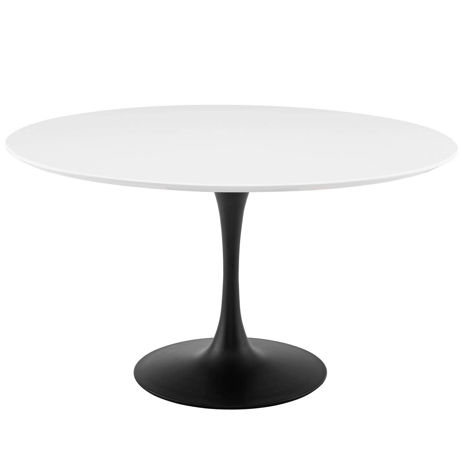 Modern Round Dining Table - Wood & Aluminum Design for Contemporary Kitchen - Black & White Finish - Perfect for Small Spaces, Apartments, and Urban Homes