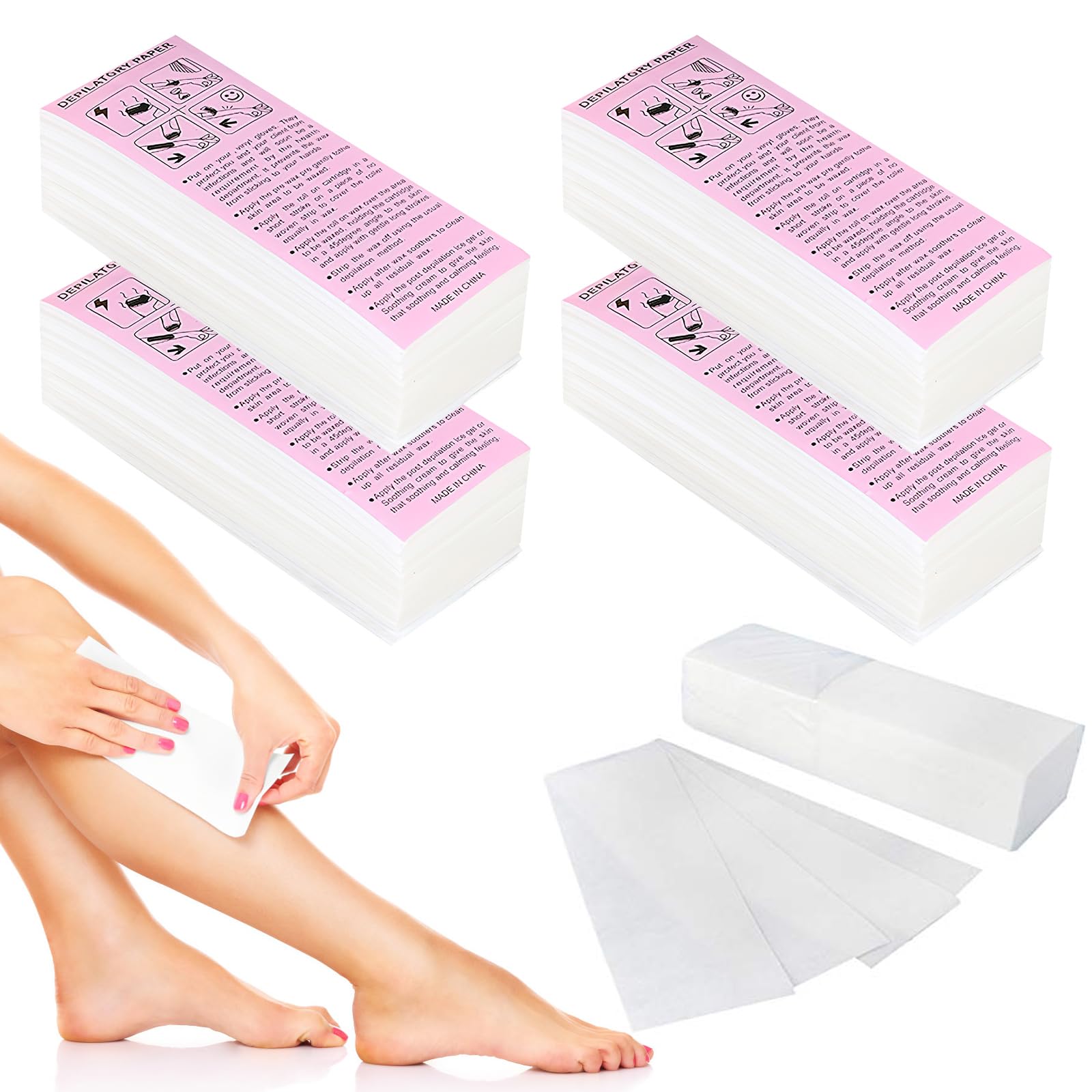 500 Pcs Wax Strips for Hair Removal - Non-Woven Viscose Paper Strips for Warm Wax & Sugar Wax - Bikini, Legs, Chest, Back, Face & Intimate Areas - Perfect for Home Waxing & Salon Use