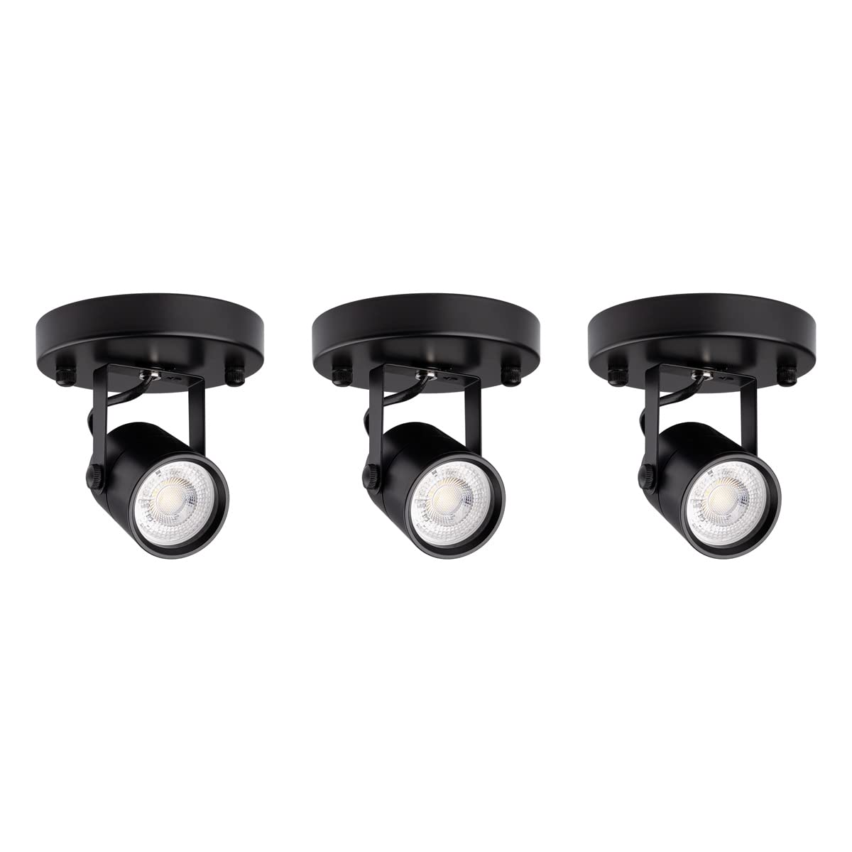 Mirrea 3 Pack Black Ceiling Spotlight Bulb - Replaceable GU10 LED Spot Lights 8W, 3000K Warm White, 90 CRI, 38° Beam Angle - Perfect for Living Room, Bedroom, Kitchen, and Office Lighting
