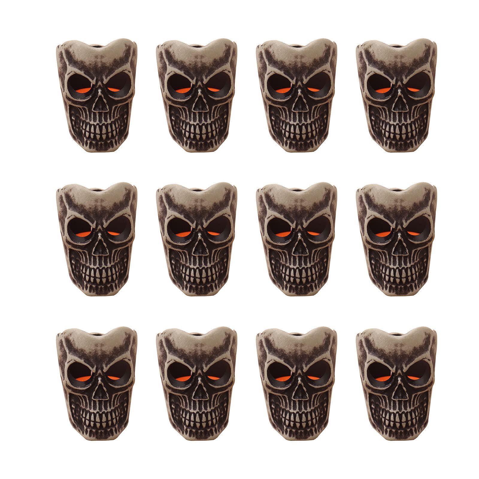 Halloween LED Flameless Candles - 12 Pack Skull Tea Light Night Lights with Glow Effect, Battery Operated Decorative Candles for Halloween Party, Fall Home Decor, Spooky Atmosphere & Table Centerpiece
