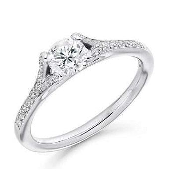 18K Gold & Diamond Shoulder Engagement Ring 0.70 CTW D-E Color VS Clarity - Elegant Versailles Style for Wedding Proposals, Anniversary Gifts & Special Occasions