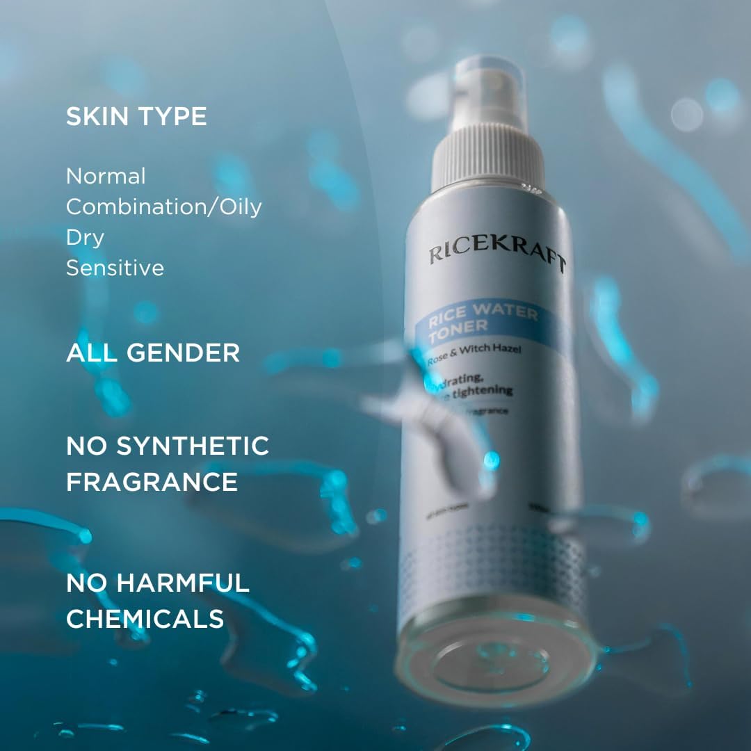 Korean Rice Water Toner for Glowing Skin - Hydrating, Pore Tightening Face Mist (100ml) for Daily Skincare