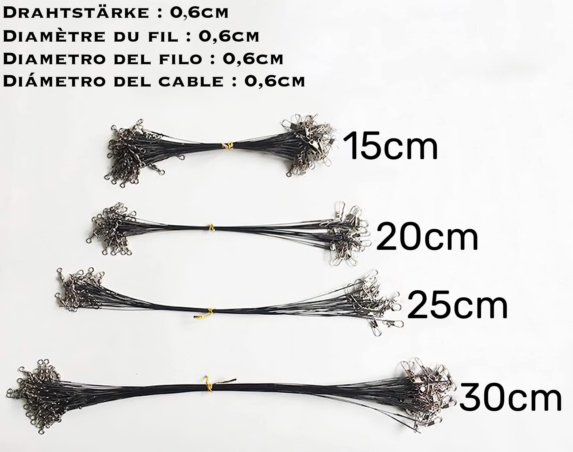 50pcs Nylon-Coated Stainless Steel Fishing Wire Leaders with Swivels & Snaps - Strong Fishing Line Trace Lure Leaders for Saltwater & Freshwater Fishing Tackle - Perfect for Bass, Trout, and Catfish Angling