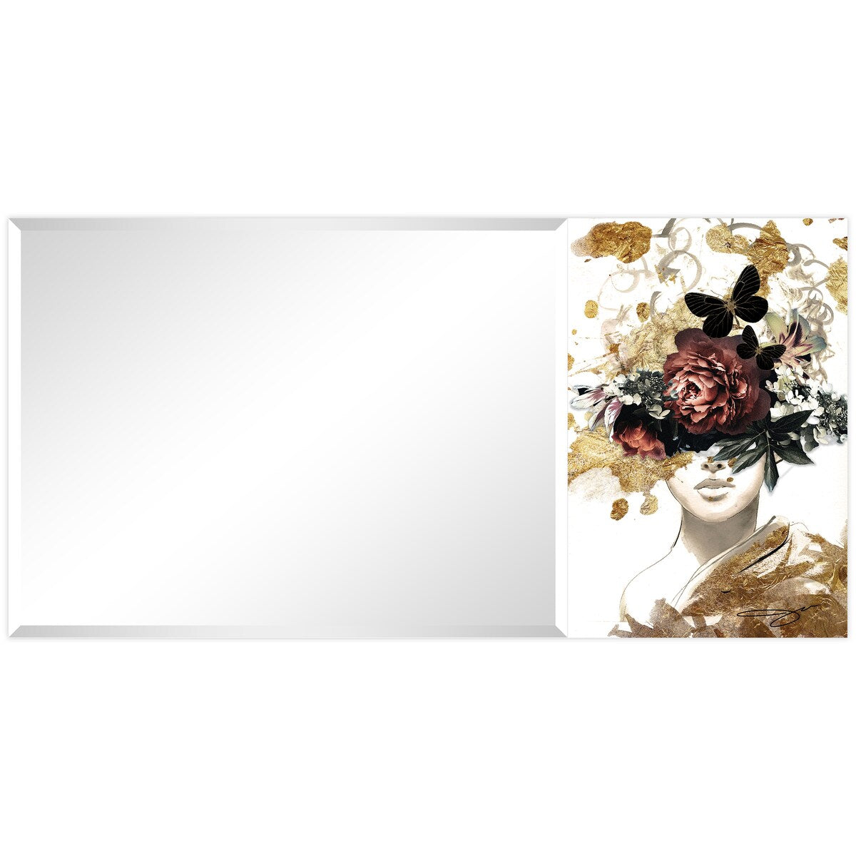 Be Yourself II Rectangular Beveled Mirror - Free Floating Printed Tempered Art Glass - Clear 24