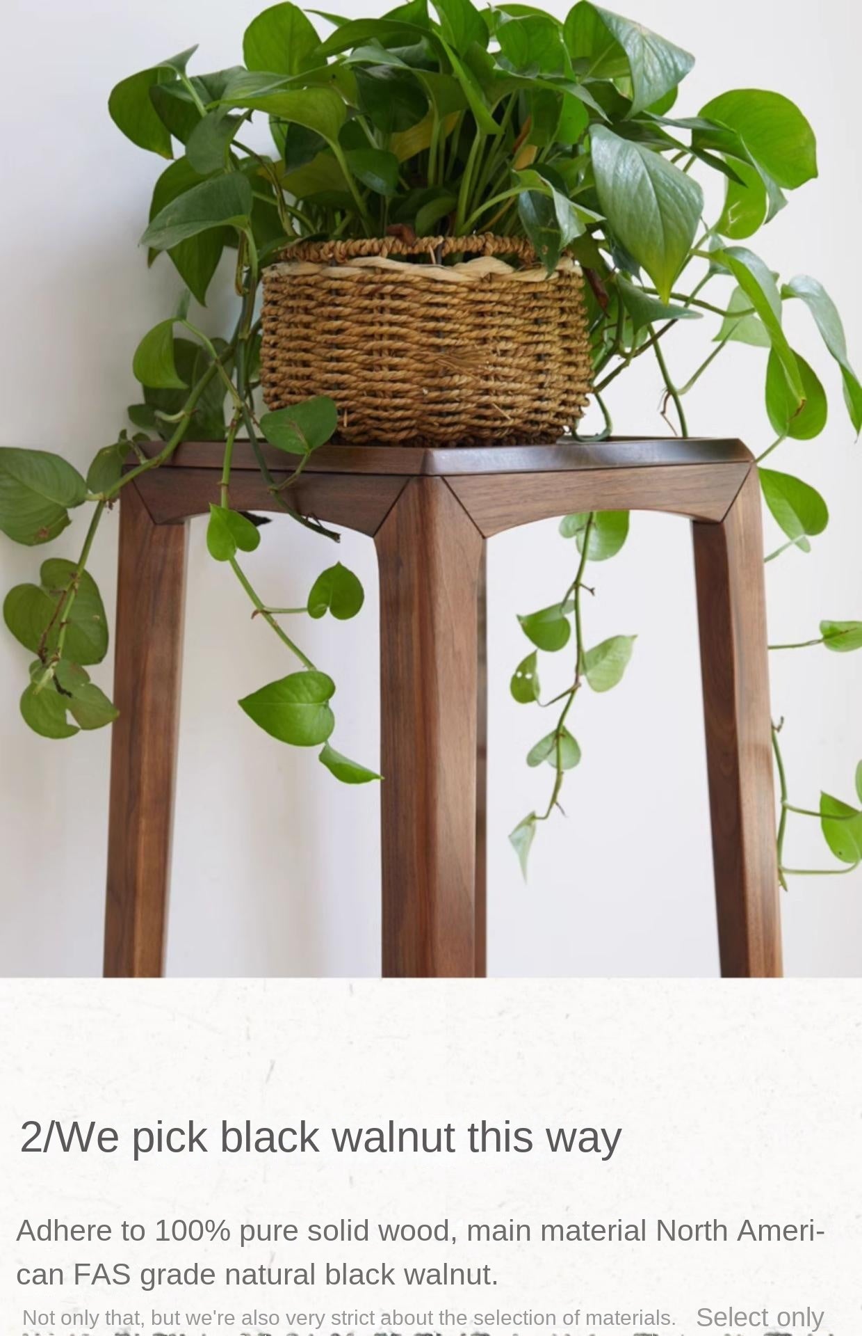 Premium Black Walnut Solid Wood Flower Stand - Rustic Plant Shelf for Indoor/Outdoor Decor, Living Room, Garden & Patio Display