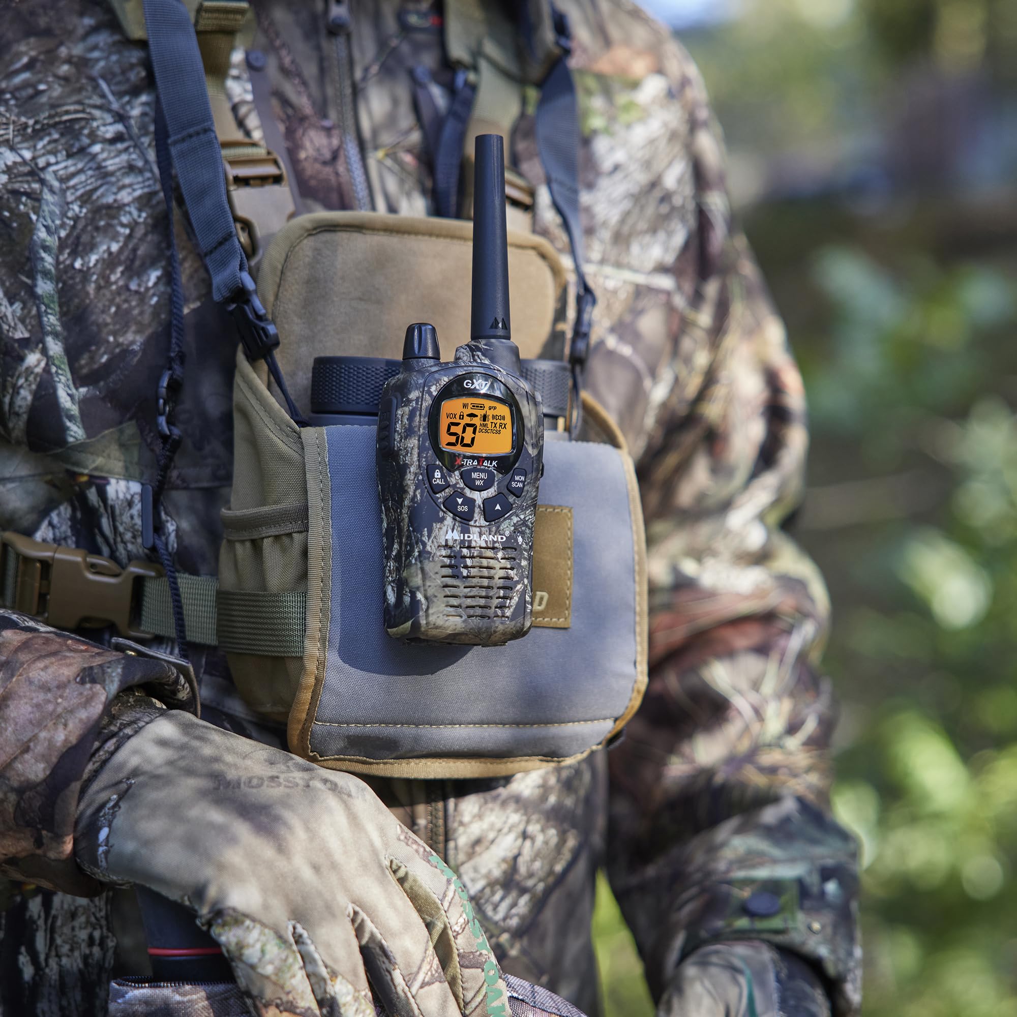 Midland GXT1050VP4 Long Range Walkie Talkies - 2 Pack GMRS Two-Way Radios with Rechargeable Batteries & 50 Channels (Mossy Oak Camo) - Ideal for Outdoor Adventures, Hunting, Hiking & Emergency Communication