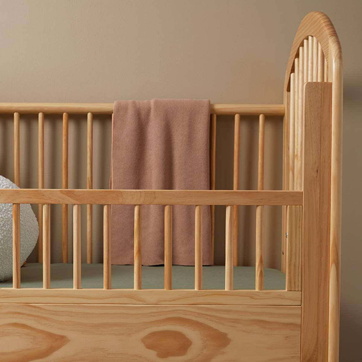 Archie Cot Toddler Bed Half Frame - Natural Wood Baby Crib for Kids & Toddlers - Perfect for Nursery, Daycare, and Home Use