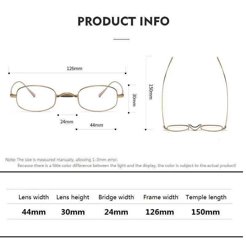 Aimee Unisex Full Rim Small Square Titanium Eyeglasses 1256 - Lightweight & Durable Frame for Reading, Computer Use & Everyday Wear
