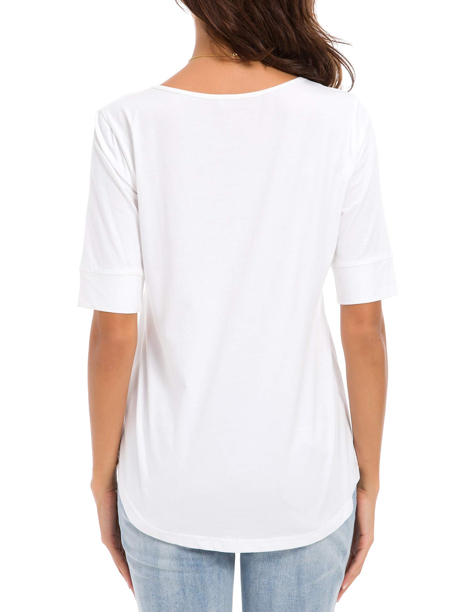 Women's Elbow Length Sleeve Cotton Blouse - Summer Casual Tunic Tops for Women | Perfect for Office, Beach & Everyday Wear