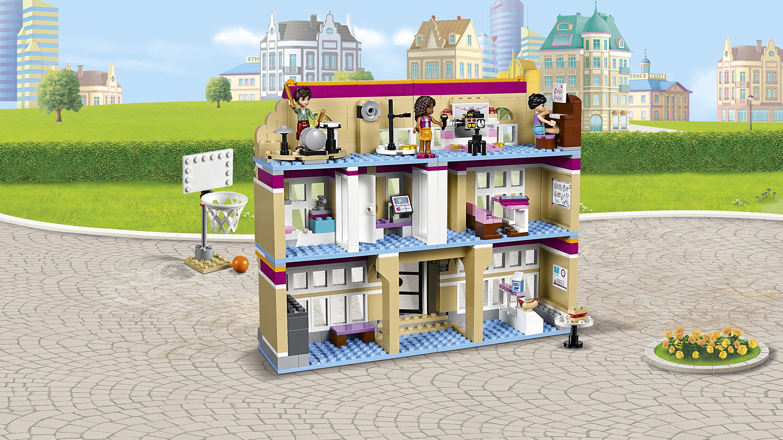 LEGO Friends Heartlake Performance School Building Set (41134) – Creative Play for Kids, Interactive School Playset with Mini-Dolls – Perfect for Role-Playing & Storytelling