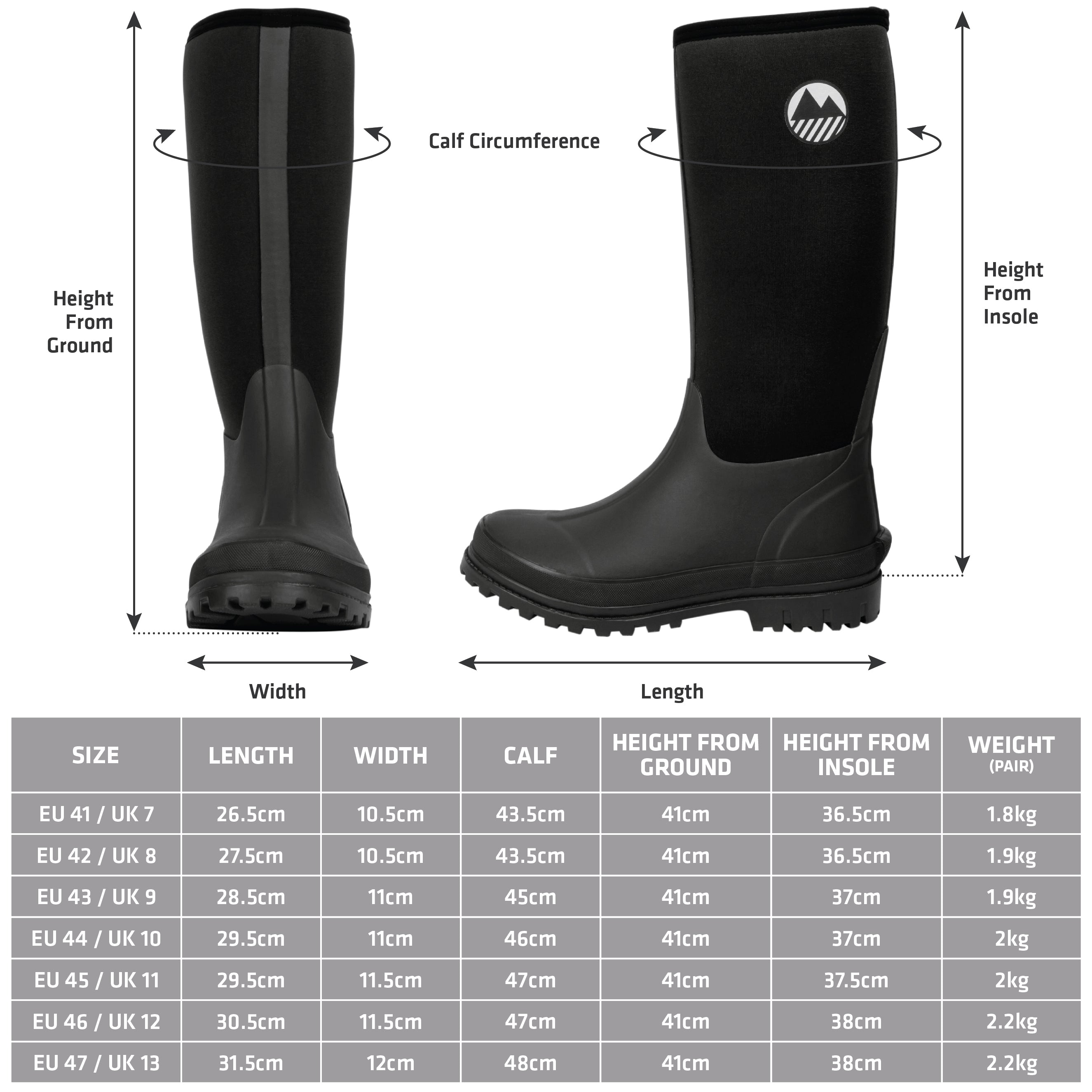 Men's Rydal Neoprene Wellington Boots - Waterproof Rubber Rain Boots for Fishing, Hunting & Outdoor Activities - Comfortable Slip-On Ankle Boots for Men