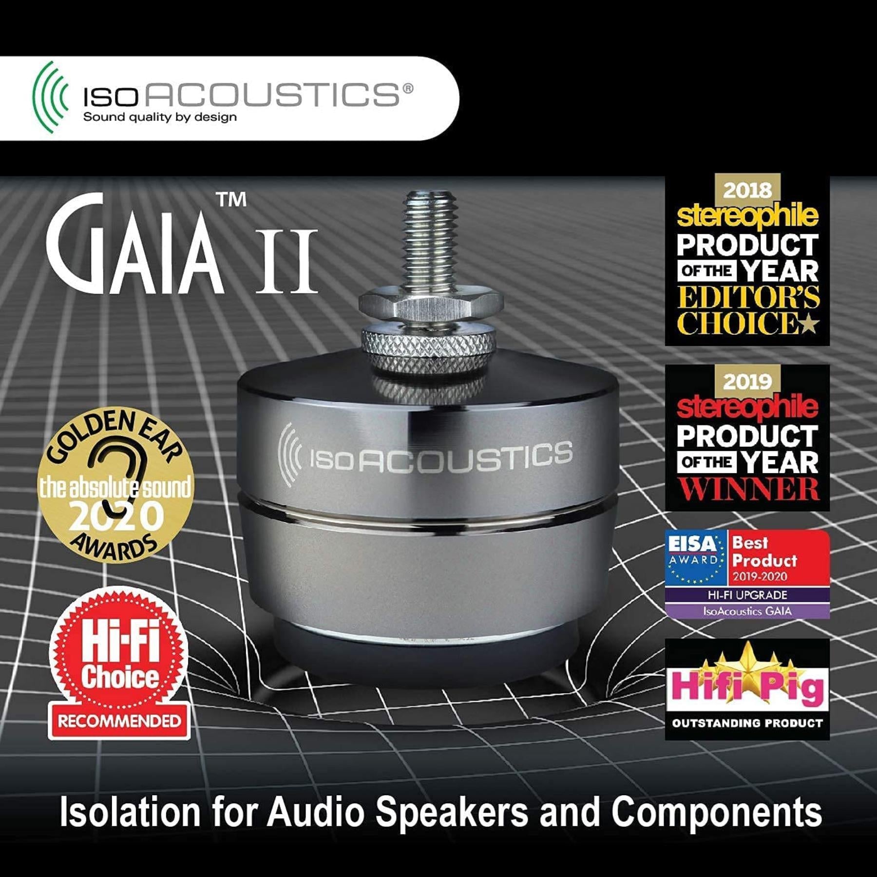 IsoAcoustics GAIA Series Speaker Isolation Feet - Set of 4 for Home Audio & Studio Monitors - Reduce Vibrations & Improve Sound Quality