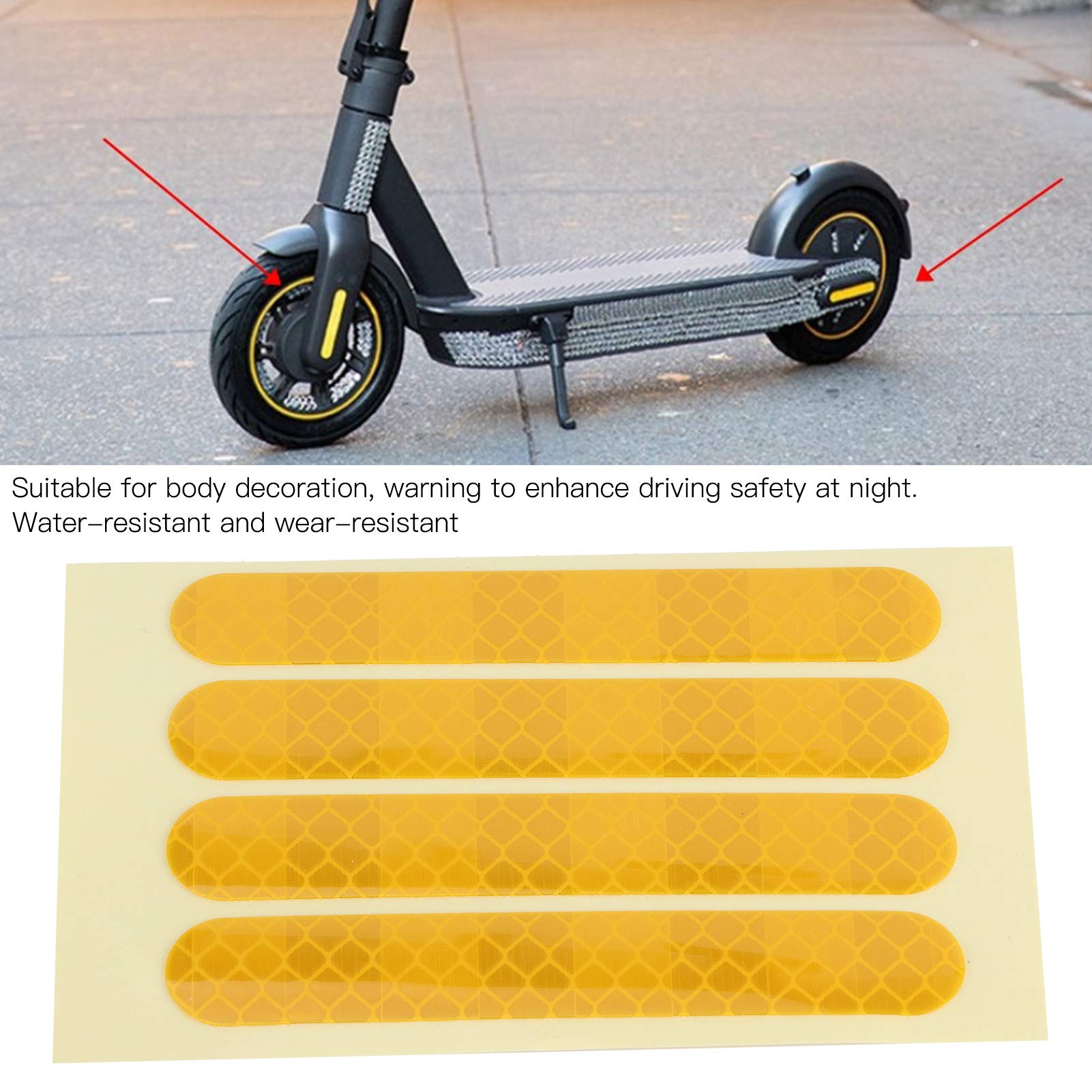 Keenso Electric Scooter Reflective Stickers - 4Pcs Rear Wheel Decals for Ninebot G30 - High Visibility Safety Stickers for Night Riding & Urban Commuting