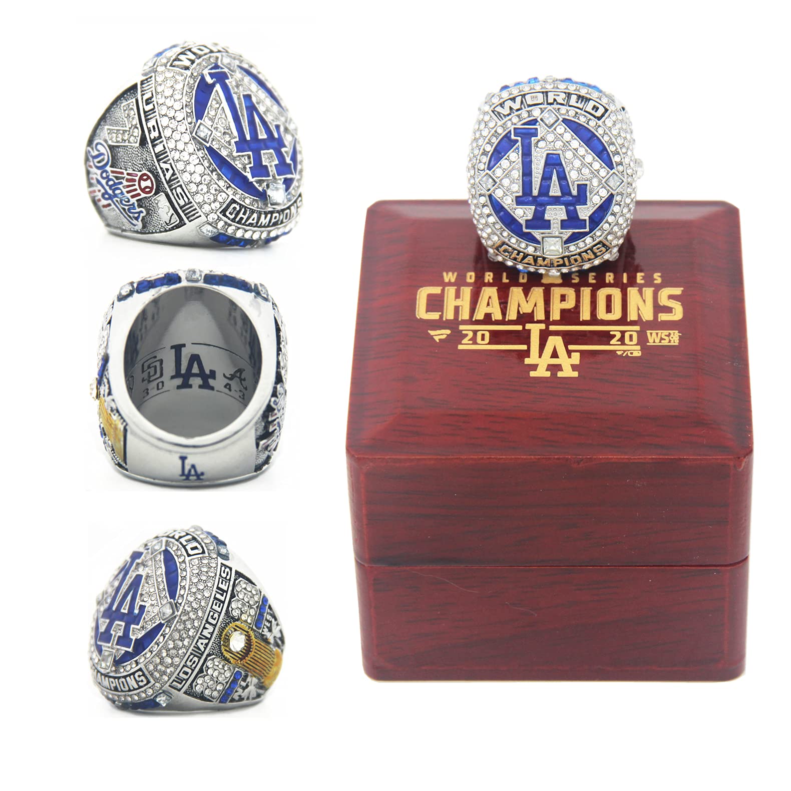 2020 LA World Champions Ring with Wooden Box - Championship Ring Gift for Men, Women & Kids - Perfect for Fathers Day, Sports Fans & Trophy Collectors