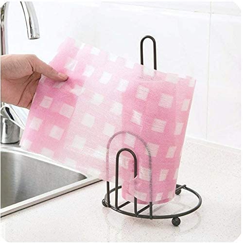 Premium Wrought Iron Kitchen Paper Towel Holder - Stand Up Napkin Roll Dispenser with Contemporary Design for Countertop or Wall Mount (Black) | Perfect for Kitchen, Dining Room, or Restaurant Use