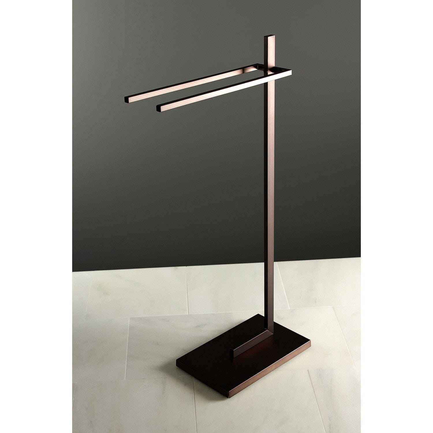 Edenscape 33 11/16 Inch Freestanding Pedestal 2 Tier Towel Rack - Bathroom Storage Organizer for Towels & Robes - Perfect for Spa, Master Bath & Guest Room Decor