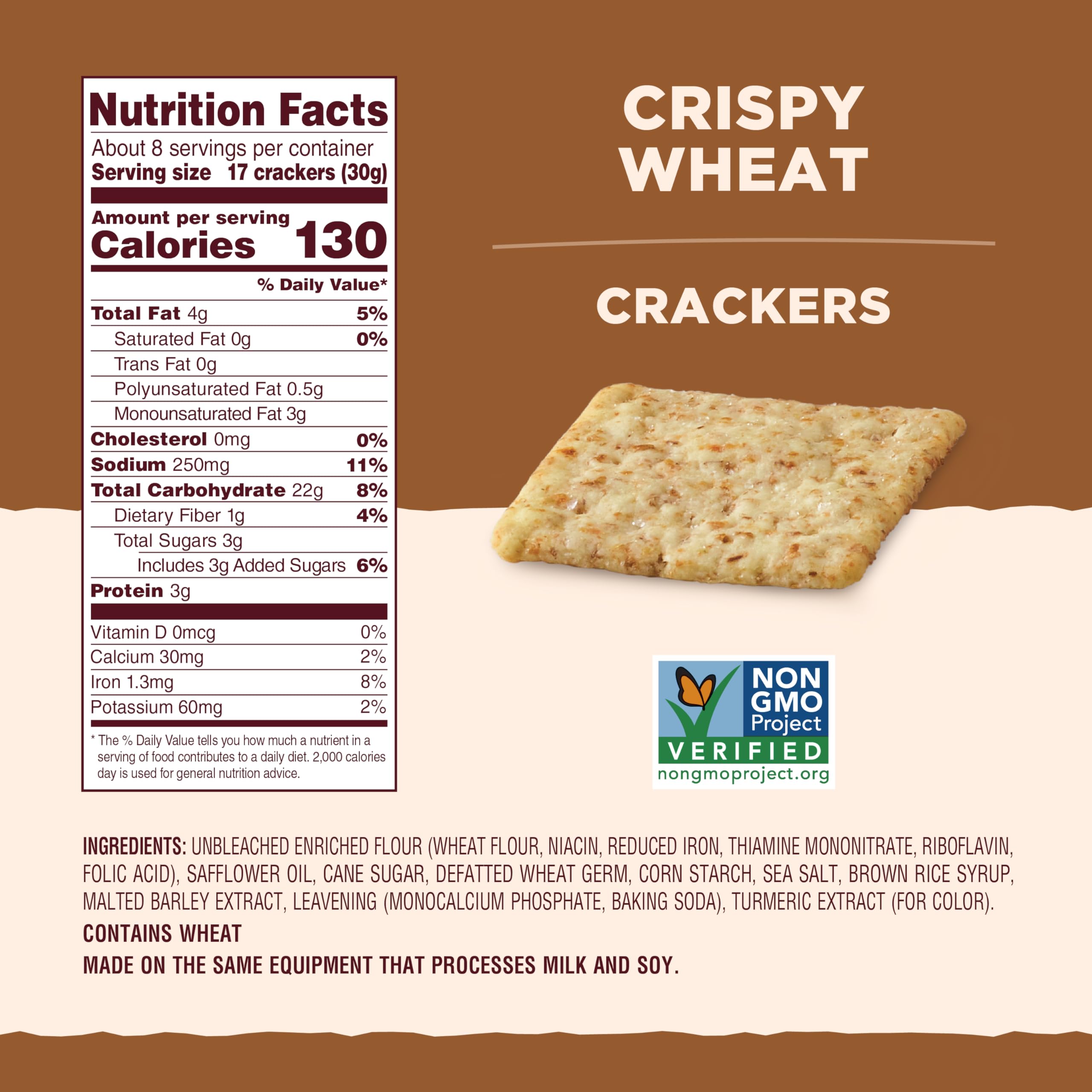 Organic Wheat Crackers - Dairy Free, Non-GMO, Sea Salt Snacks for Picnics & Office