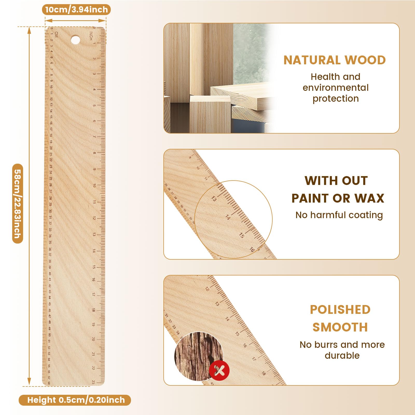 Premium Beech Wood French Bread Transfer Peel - 22.83x3.94x0.2in Rustic Baking Tool for Artisan Bread, Pizza & Pastries - Perfect for Home Bakers & Professional Kitchens