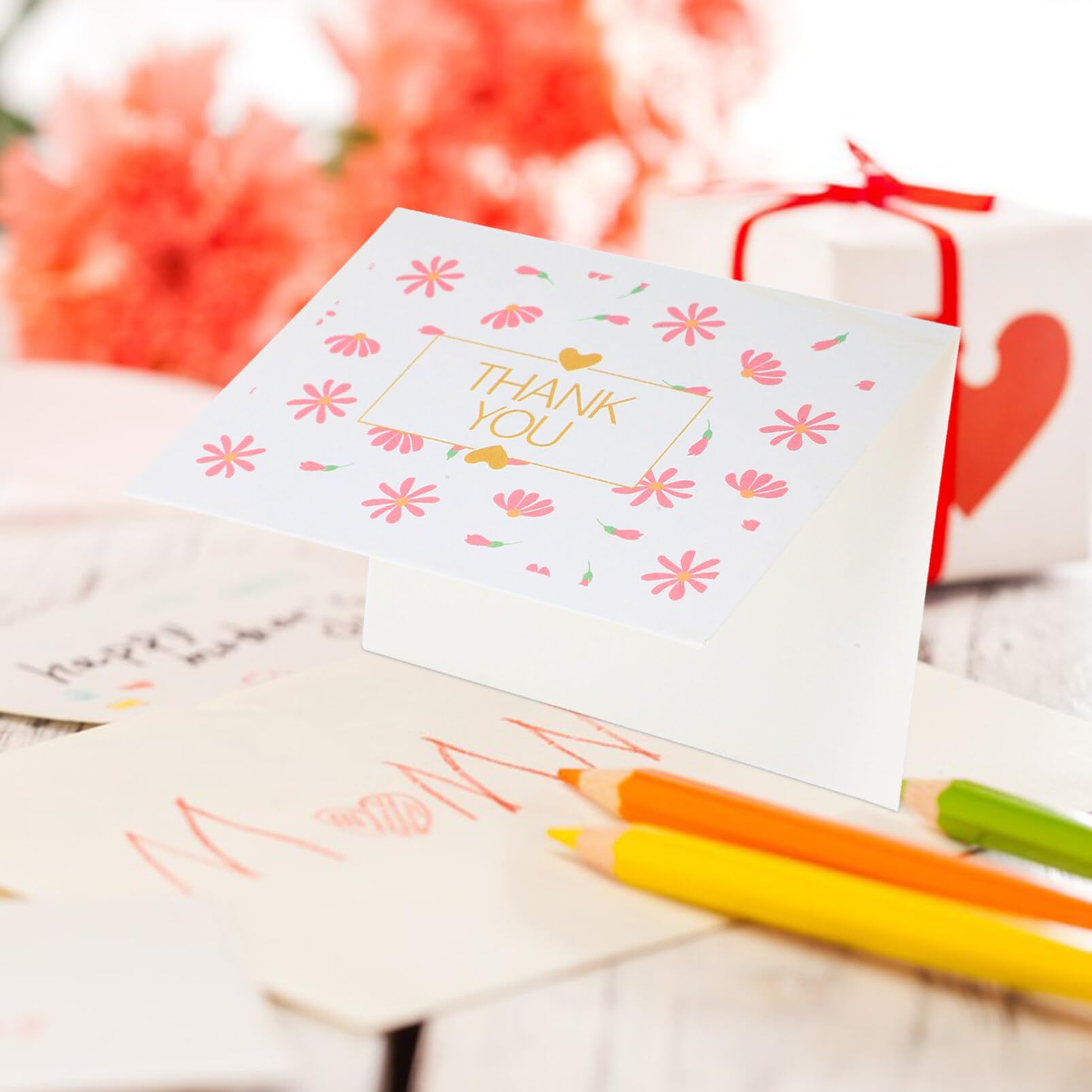 100Pcs Vintage Thank You Cards & Greeting Cards - Blank Note Cards for Graduation, Birthday, Wedding, Baby Shower - Perfect for Handwritten Notes, Party Invitations & Special Occasions