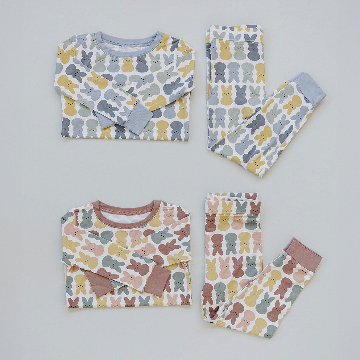 Soft Bamboo Two-Piece Pajama Set - Cozy Dusty Blue Bunny Print for Women | Perfect for Sleepwear, Loungewear & Relaxing at Home
