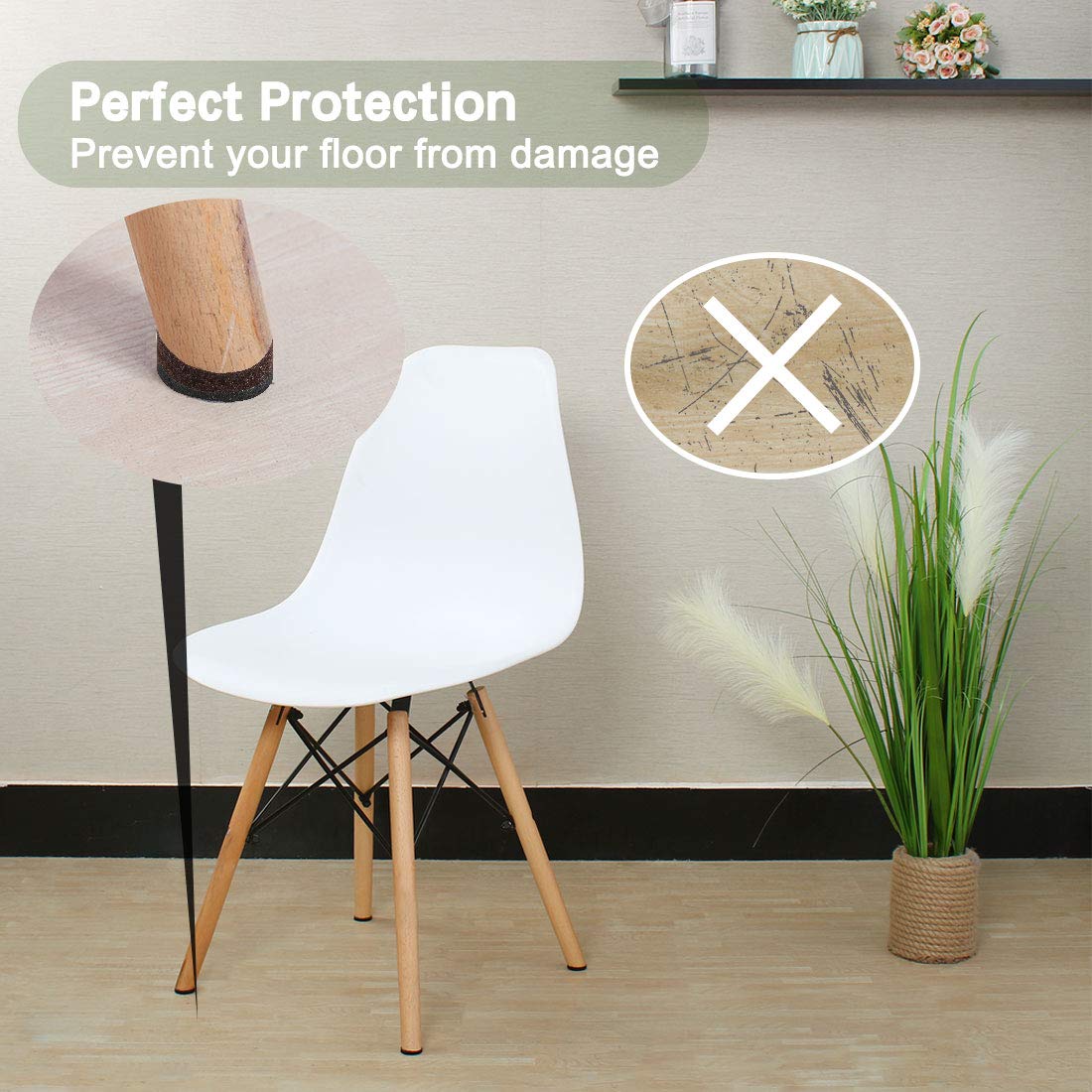 16pcs 1 Inch Round Furniture Felt Pads - Self Adhesive Non-Slip Grippers for Cabinet, Desk & Chair Legs - Brown Floor Protectors for Hardwood & Tile Floors
