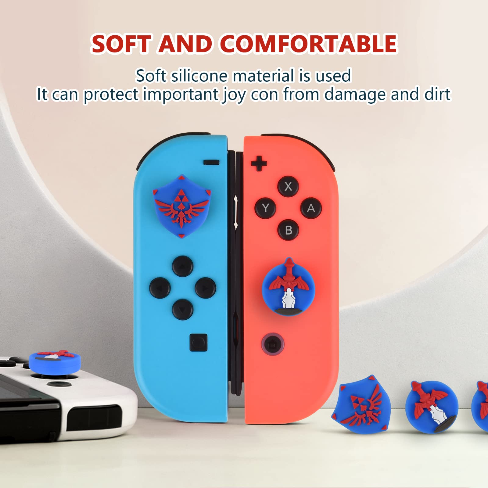 DLseego Thumb Grip Cover for Nintendo Switch/Switch Lite/OLED - Anti-Slip Silicone Joystick Cap Compatible with Joy-Con Controllers (Blue) | Ergonomic Design for Enhanced Gaming Comfort & Precision