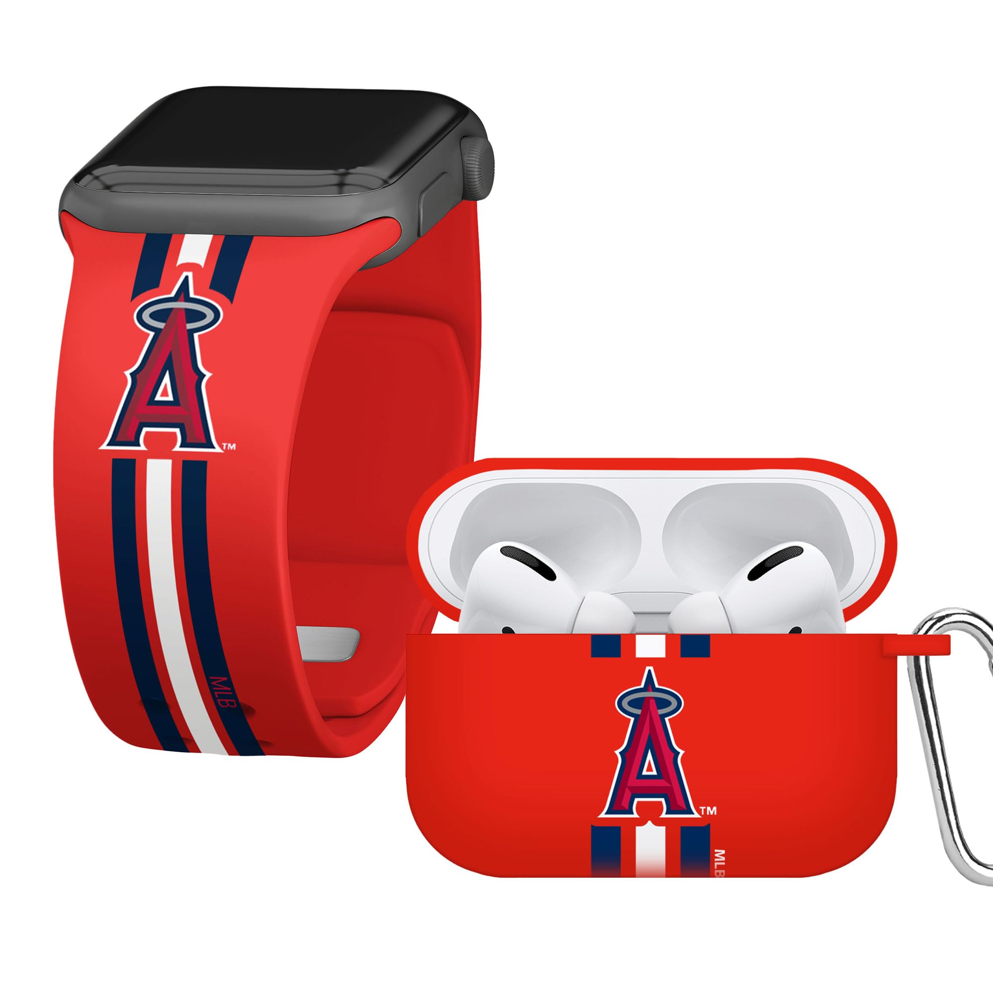 Los Angeles Angels HD Combo Package for Apple Watch & AirPods Pro - Game Time Stripes Design | Perfect for Baseball Fans & Sports Enthusiasts at Games or Daily Use