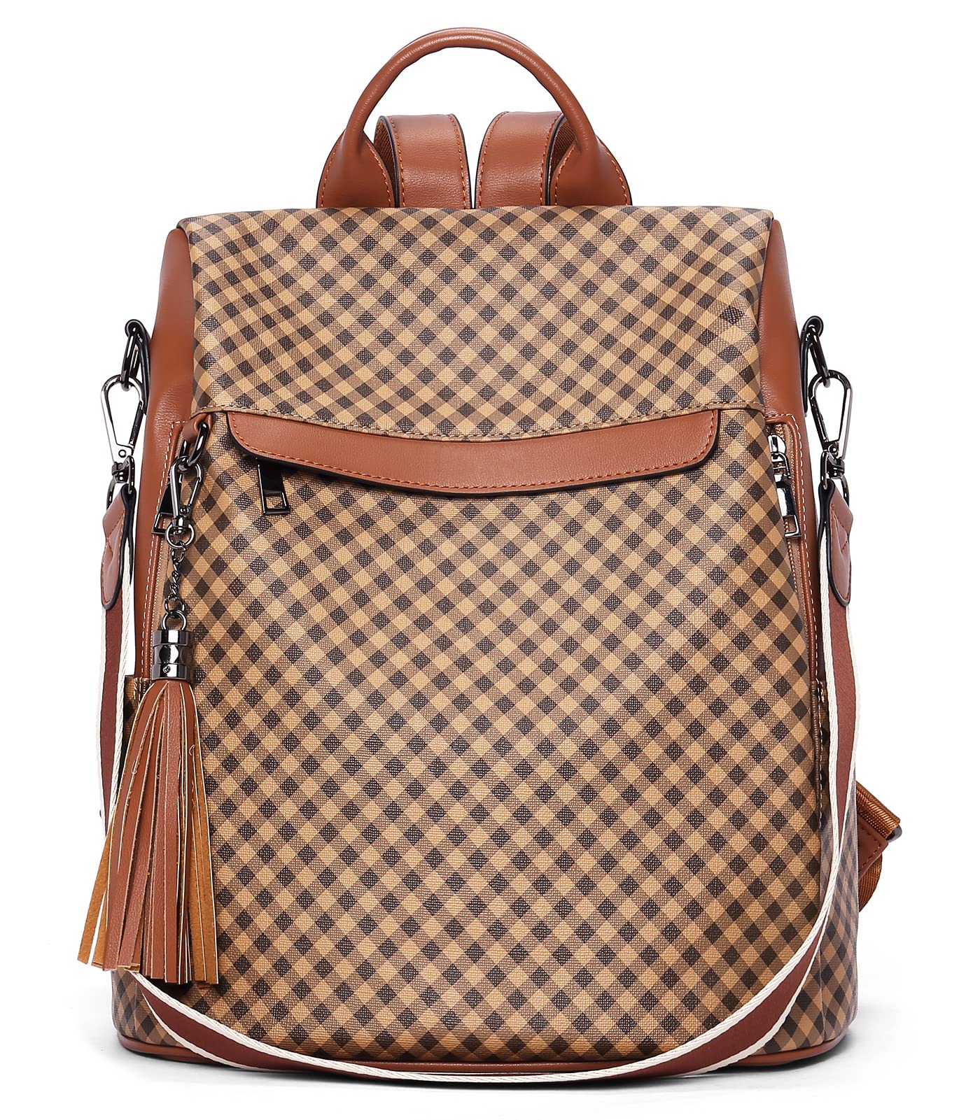 Telena Women's PU Leather Anti-Theft Travel Backpack Purse - Stylish Shoulder Bag with Tassel for Work, School, Commuting & Weekend Getaways