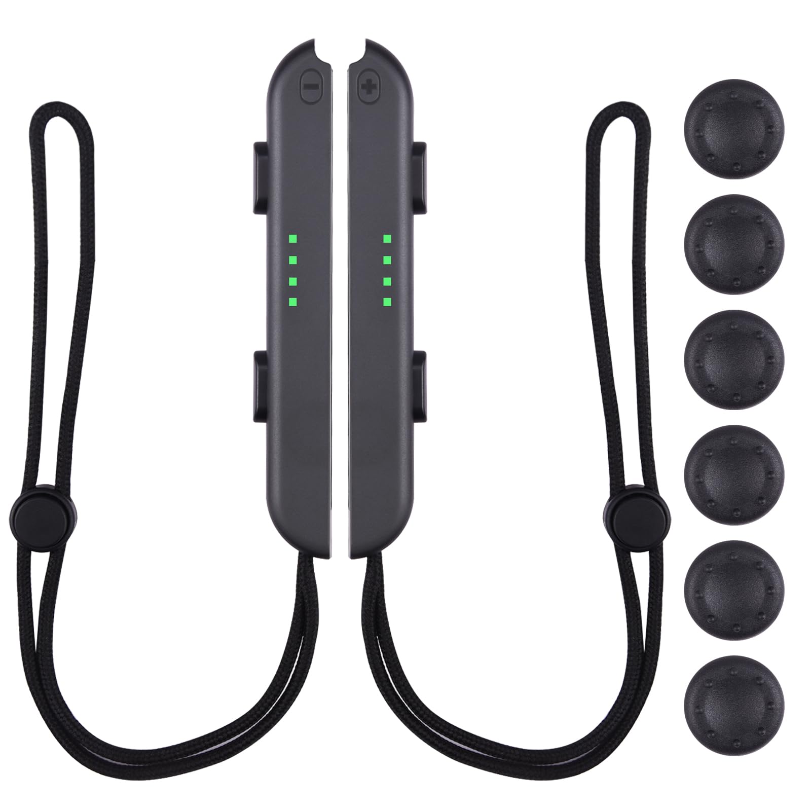8 Pack Adjustable Wrist Strap for Nintendo Switch Joy-Con with 6 Thumb Grip Caps - Elastic Controller Wristband & Replacement Accessories for Joy-Con - Perfect for Gaming, Travel & Handheld Play