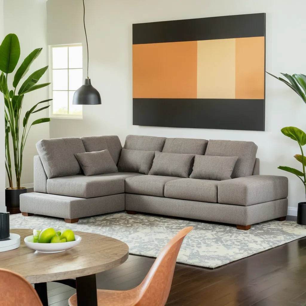 Water-Resistant Hunter Grey Fabric Sectional Sofa - Modern L-Shaped Couch for Living Room, Family Room & Home Theater Comfort