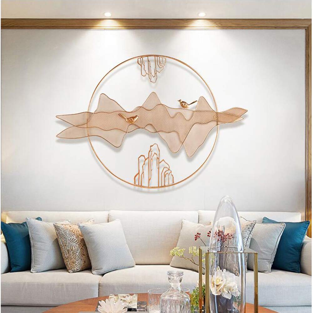 42 Inch Gold Circle Metal Wall Art - Natural Scenic Portrait Home Décor for Living Room, Bedroom, Office & Dining Room | Indoor Wall Sculpture & Hanging Ornamental Accent | Perfect for Modern Home & Kitchen Decor