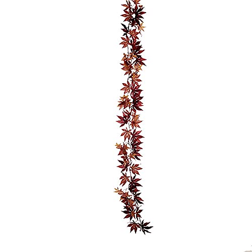 70-Inch Burgundy Artificial Fall Maple Leaf Garland - Faux Autumn Foliage for Wedding, Party & Reception Decor - Home & Event Decoration Supplies