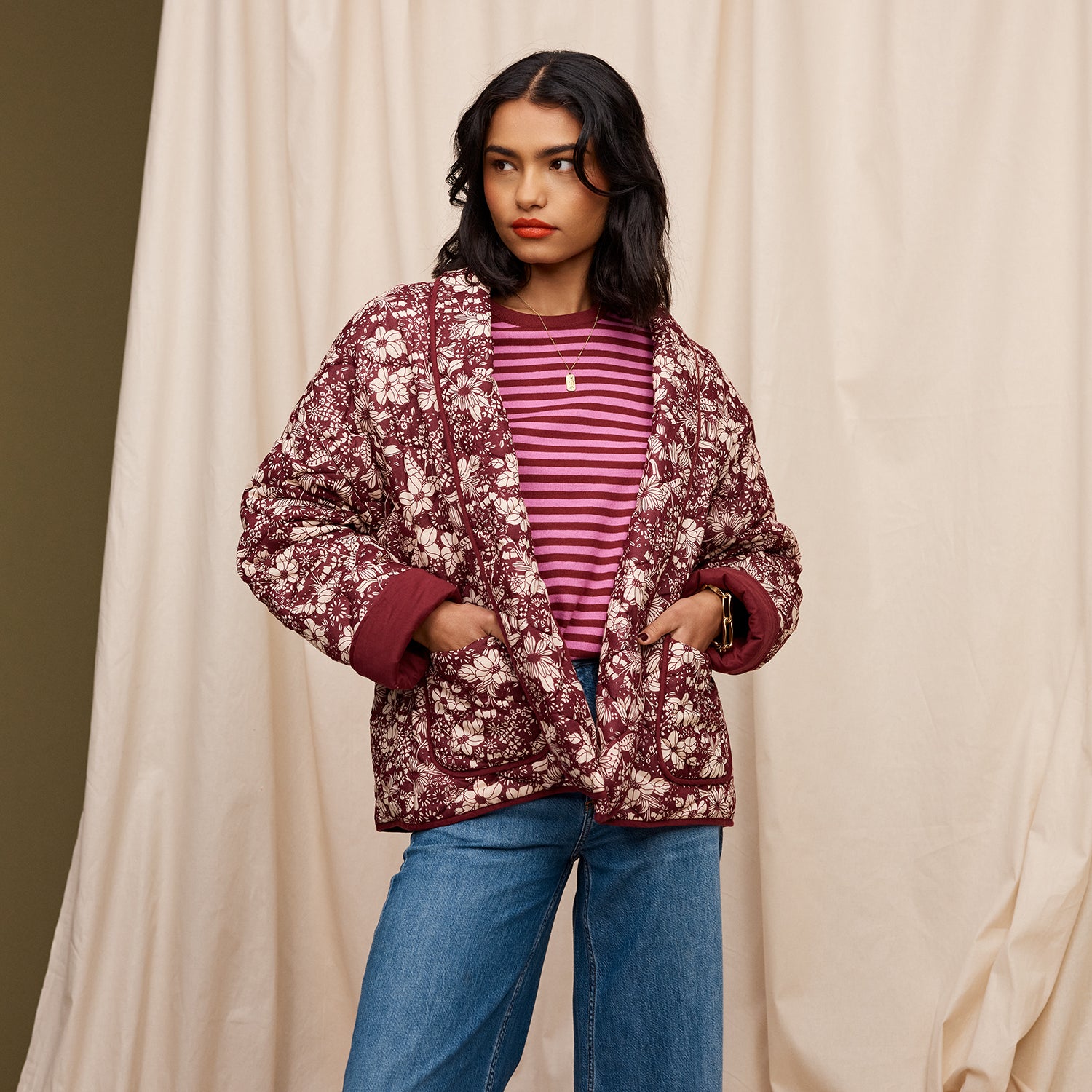 Evette Quilted Jacket for Women - Stylish Mahogany Brown Lightweight Coat for Fall & Winter | Perfect for Outdoor Activities, Travel & Casual Wear