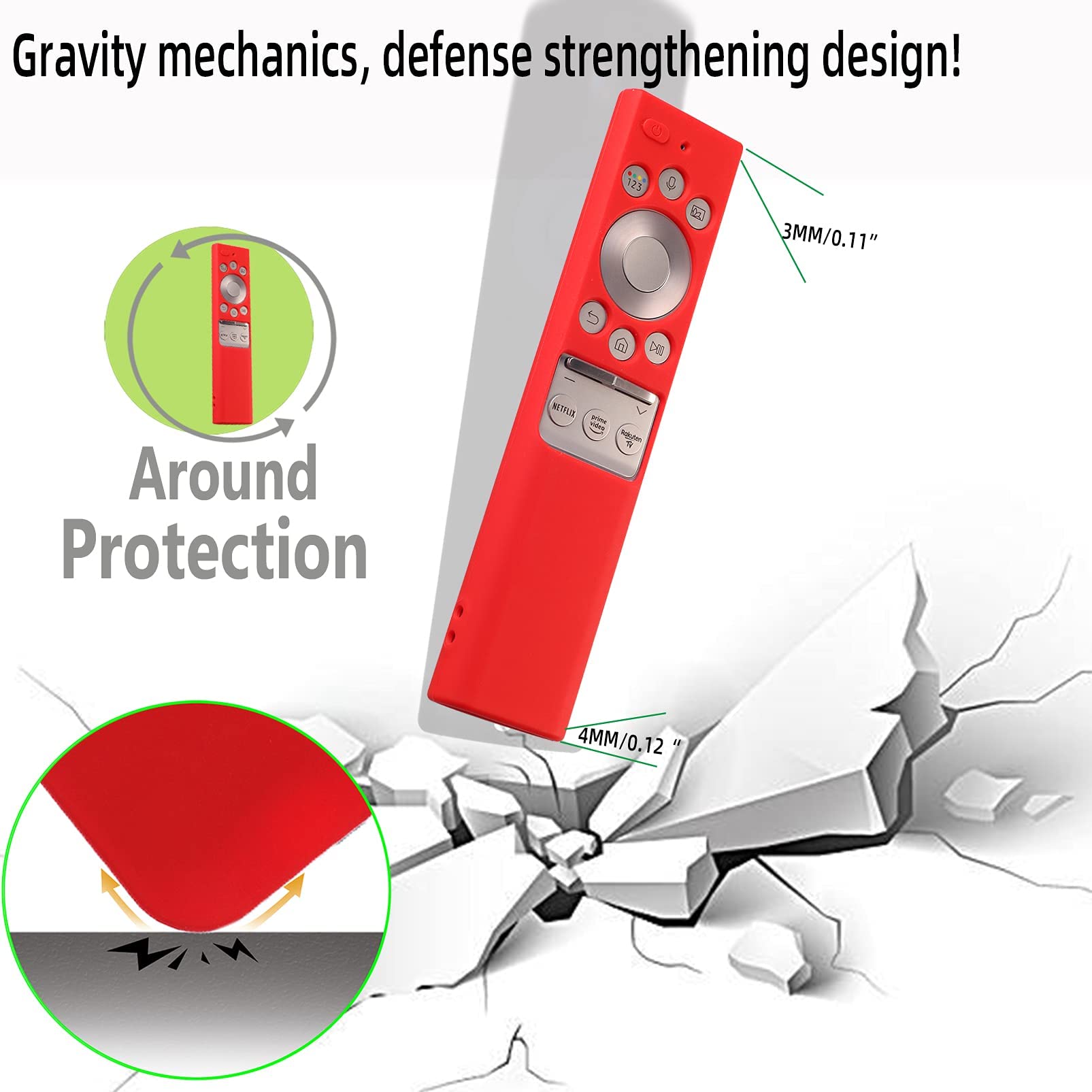 Shockproof Silicone Cover Case for Samsung Solar TV Remote Control BN59 Series 2021 - Lightweight Protective Sleeve (Red) | Perfect for Home Entertainment & Smart TV Use