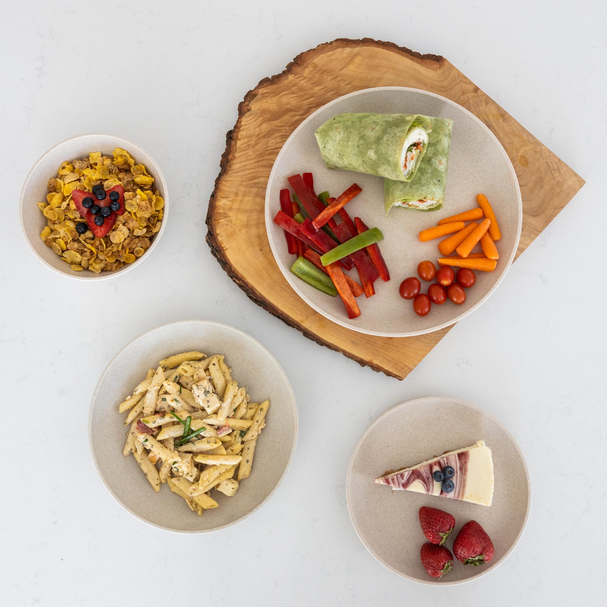 Premium 16-Piece Wheat Straw Dinnerware Set for 4 - Eco-Friendly Plates & Bowls | Microwave Safe, BPA-Free | Perfect for RV, Camping, Picnics & Outdoor Dining | Includes Dinner Plates, Dessert Plates, Pasta & Cereal Bowls | Sahara Collection