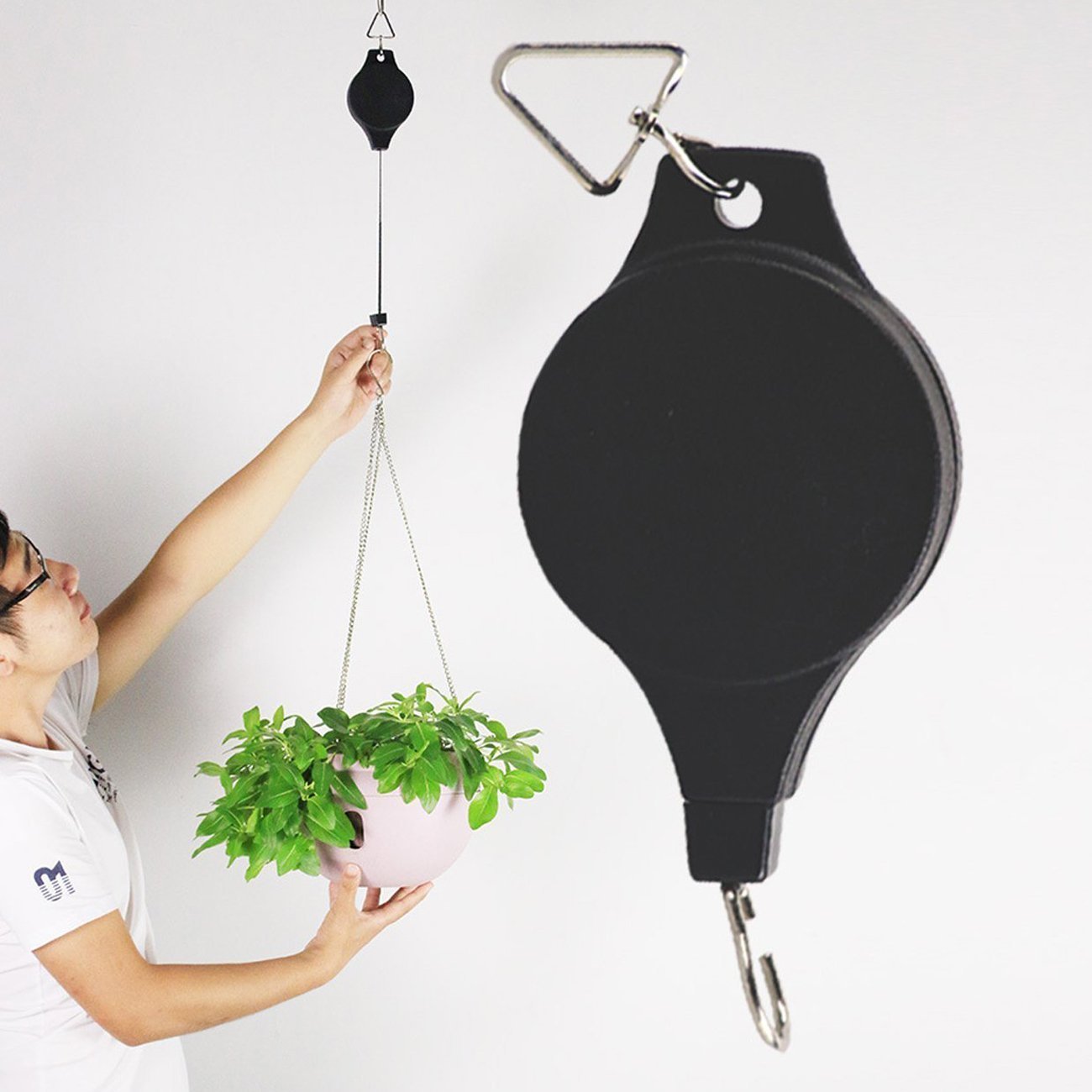 Orgrimmar Retractable Plant Hanger - Adjustable Height Pulley System for Hanging Flower Baskets, Garden Pots & Bird Feeders (3-Pack) | Perfect for Indoor Plants, Balcony Decor & Outdoor Gardening