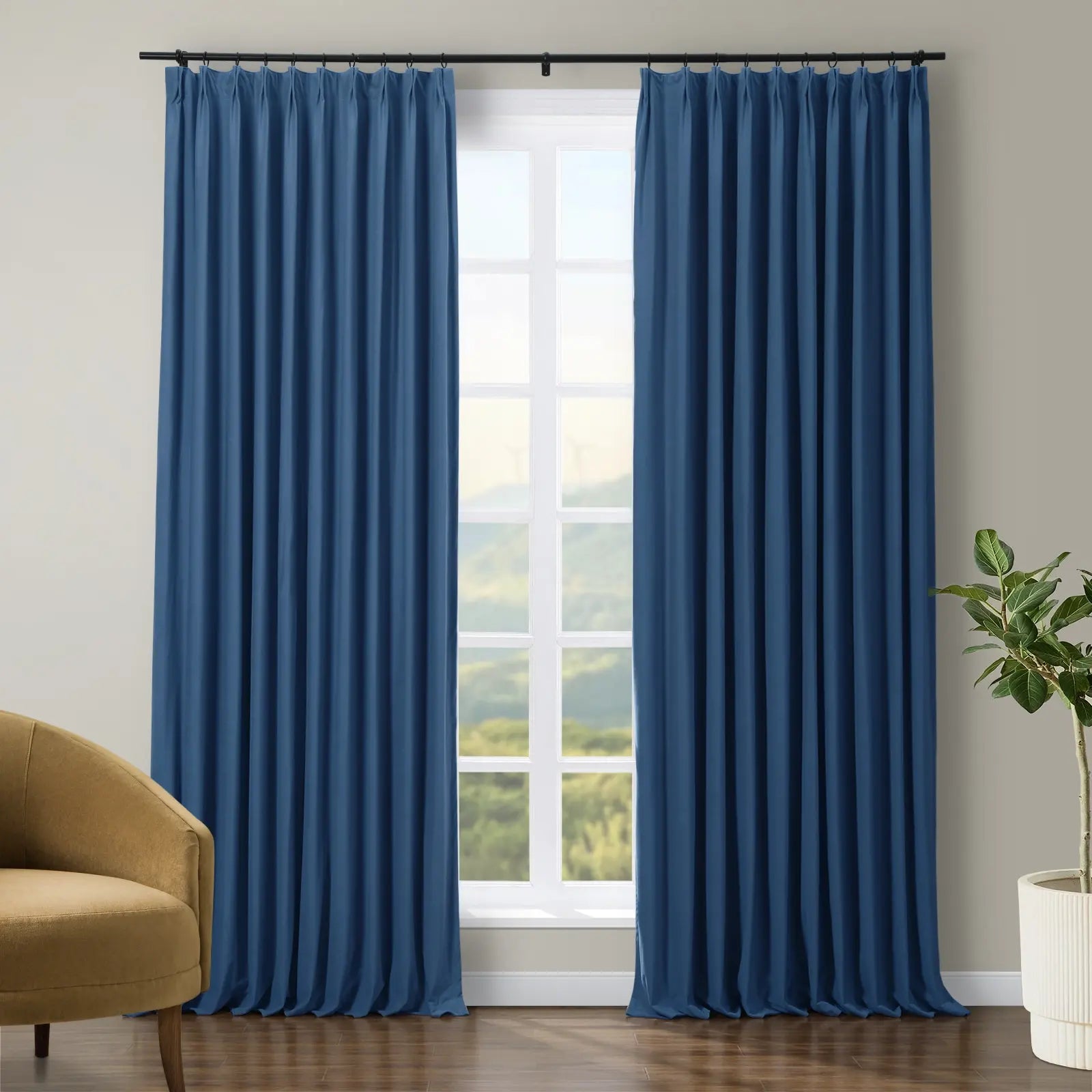 Premium Velvet Curtains - Blackout Thermal Insulated Pleated Drapes for Living Room & Bedroom - Soft Luxury Window Treatments for Home Decor & Noise Reduction