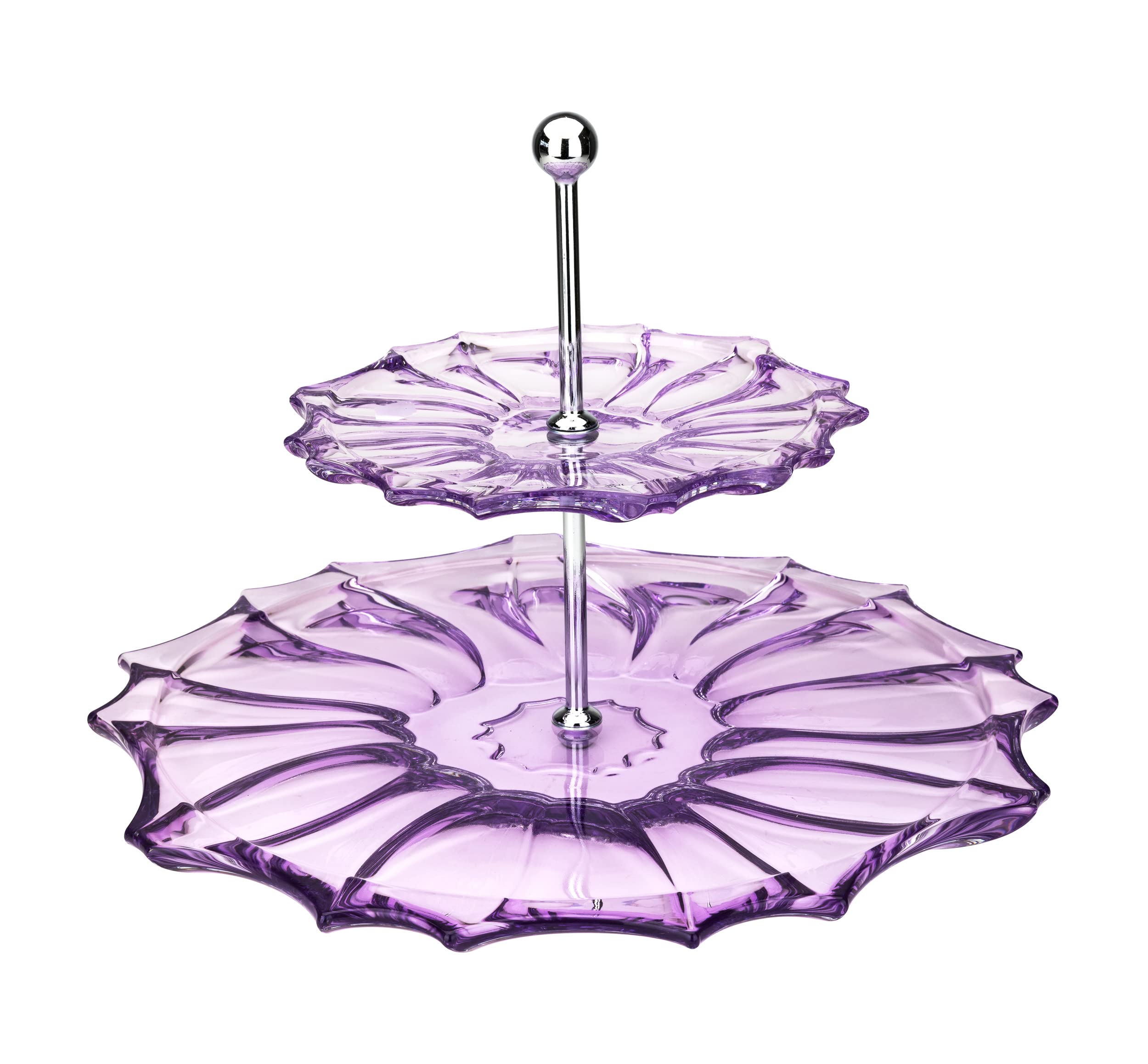 8.5-inch Amethyst Sprayed 2-Tier Cake Stand - Elegant Dessert Display for Weddings, Tea Parties & Special Occasions | PLANTICA Collection