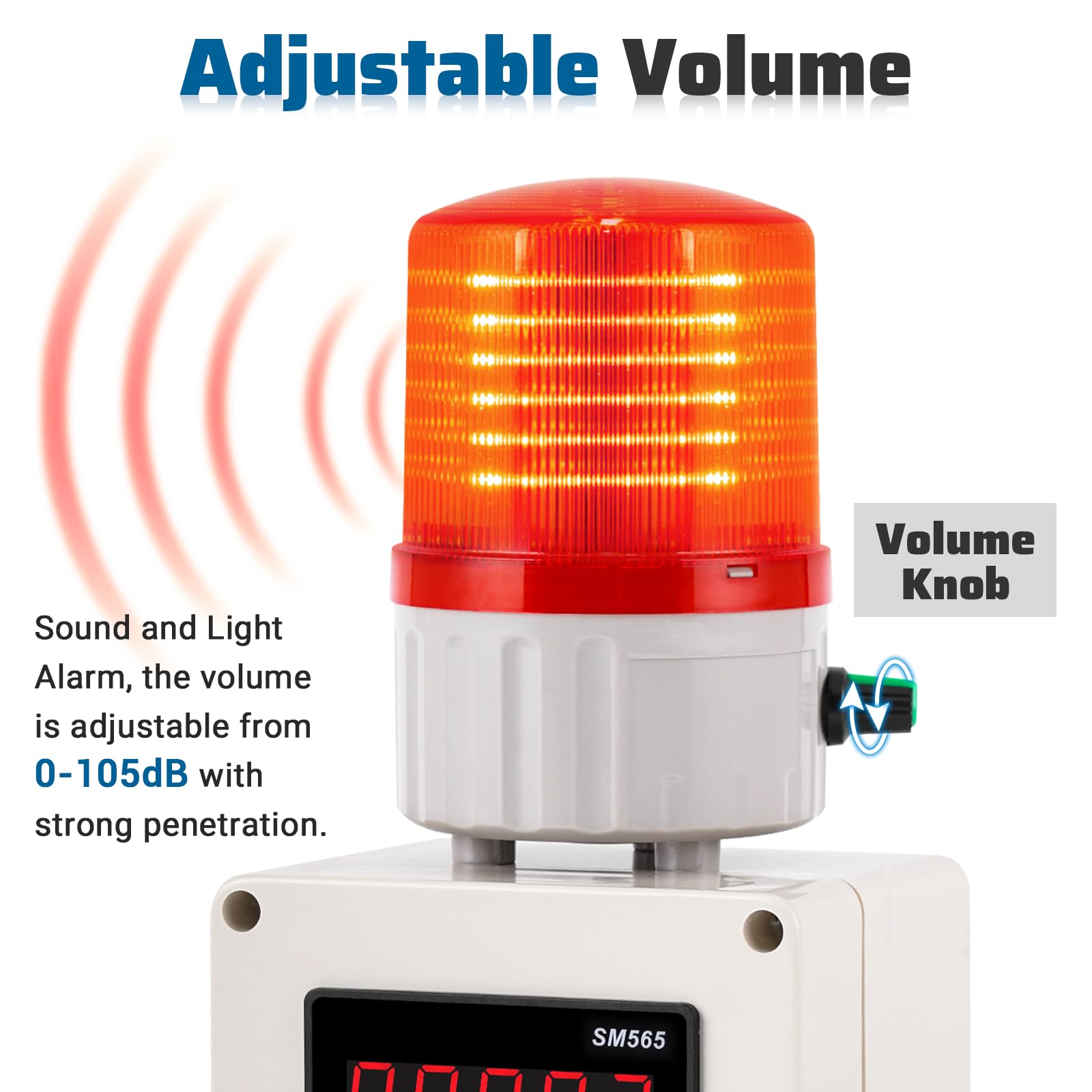 Industrial Cycle Timing Siren Alarm 0-105dB - Single Sound & Light Alarm with Timer (AC110V) - Perfect for Factories, Warehouses & Emergency Alert Systems