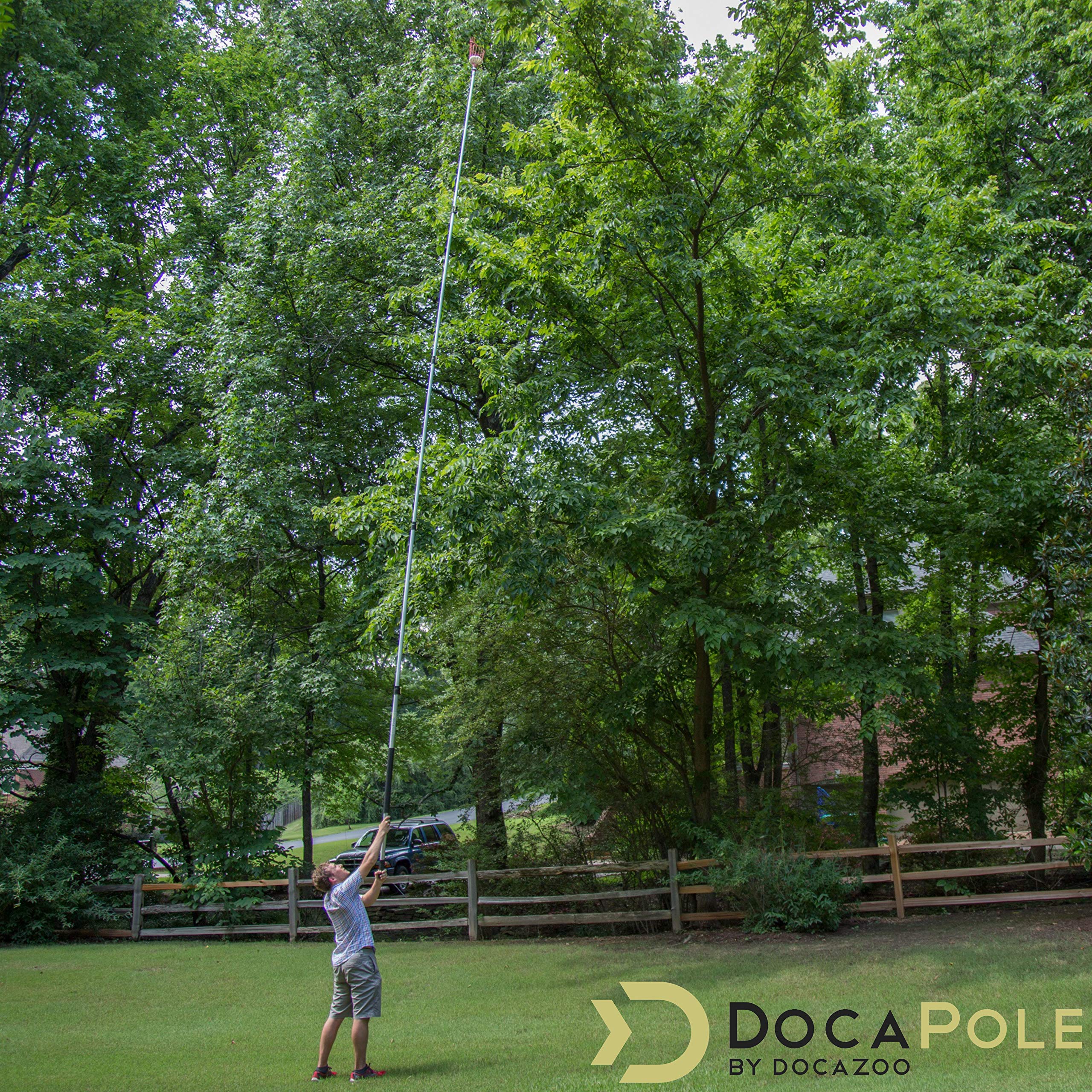 DOCA 6-24 Ft Adjustable Extension Pole - Multi-Purpose Gardening Tool for Tree Trimming, Fruit Picking, Roof Raking & Outdoor Cleaning - Lightweight Aluminum Telescopic Pole for Home Garden, Yard & Farm Use