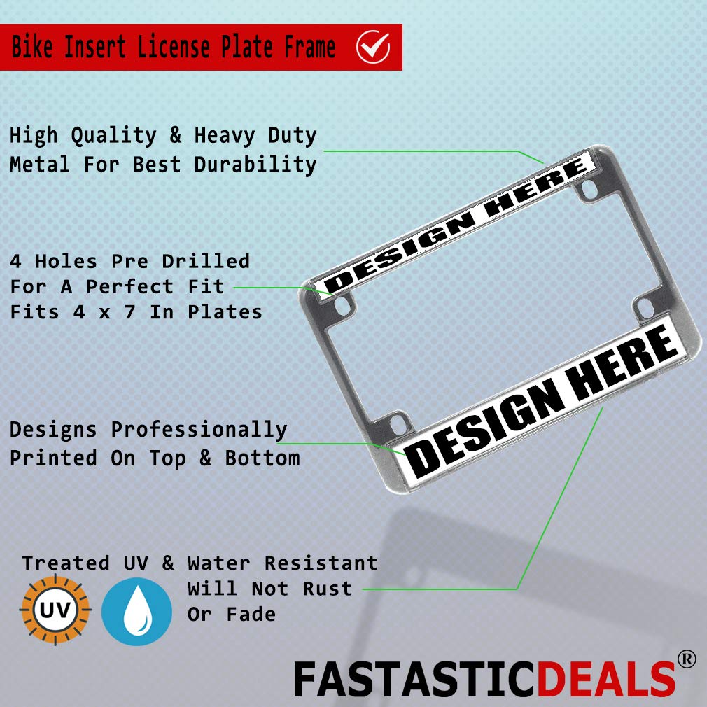 Premium Metal Insert Bike License Plate Frame - Weatherproof Motorcycle Accessories with 4 Chrome Holes & Solid Insert - Perfect for Harley, Cruiser & Touring Bikes - Durable Outdoor Riding Gear