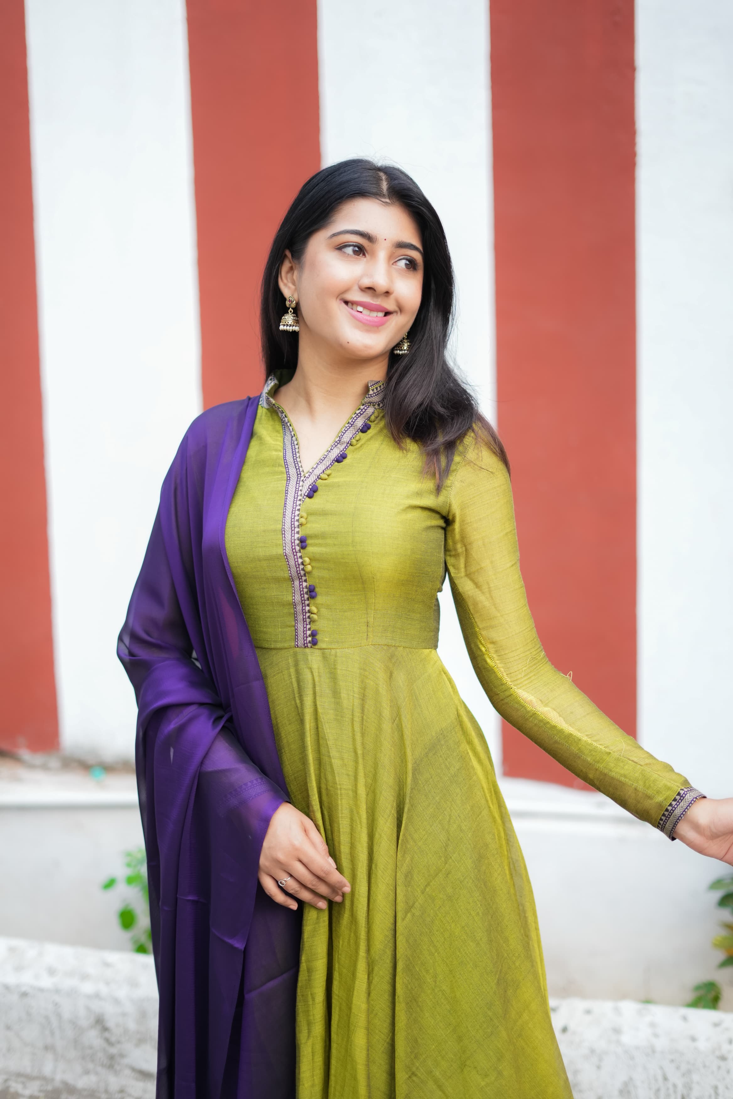 DD685 Kanamma Pure Handloom Anarkali Dress - Elegant Indian Ethnic Wear for Women | Perfect for Weddings, Festivals & Special Occasions