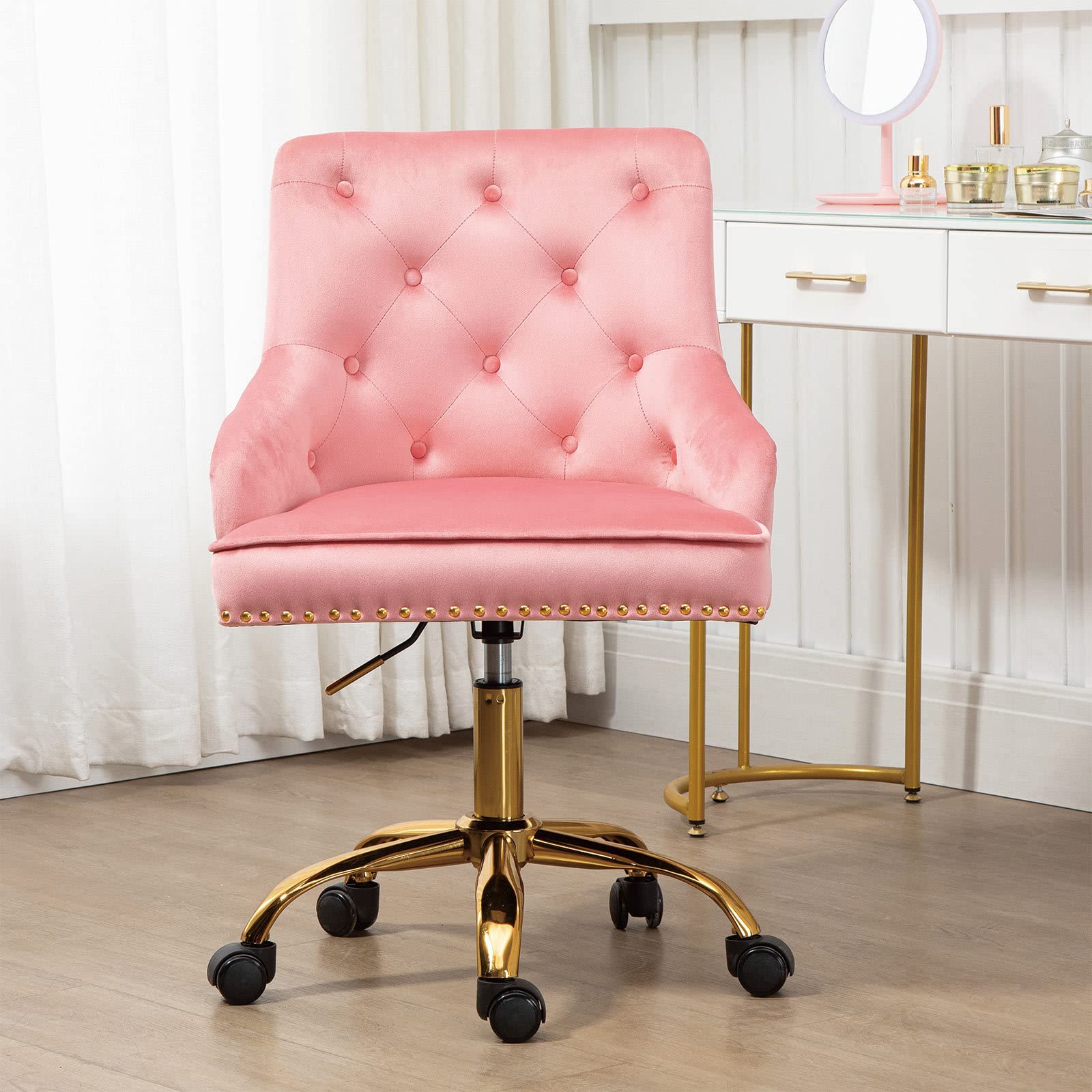 Takefuns Modern Velvet Swivel Office Chair - Adjustable Ergonomic Desk Chair with Soft Seat for Home Office, Computer Work, and Living Room - Perfect for Remote Work, Gaming, and Relaxation
