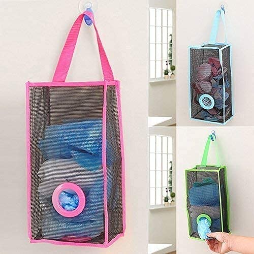 Breathable Wall Mounted Garbage Bags - Reusable Plastic Trash Storage for Kitchen, Bathroom & Garage - Multi Color Hanging Waste Bin Organizer (Pack of 1) - Perfect for Small Spaces & Recycling Stations
