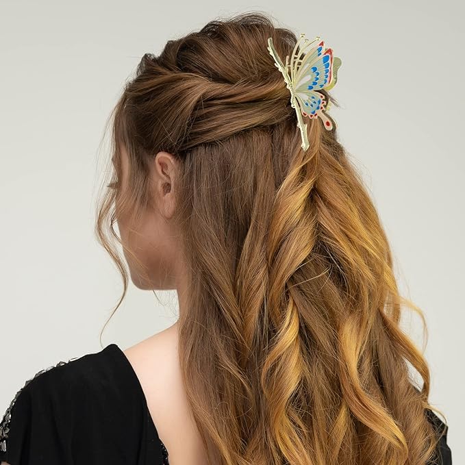 **Large Non-Slip Butterfly Hair Clips for Women – Sparkly Strong Metal Hair Claw Clips, Cute Jaw Clips for Thick Hair – Perfect for Ponytails, Buns & Everyday Styling**
