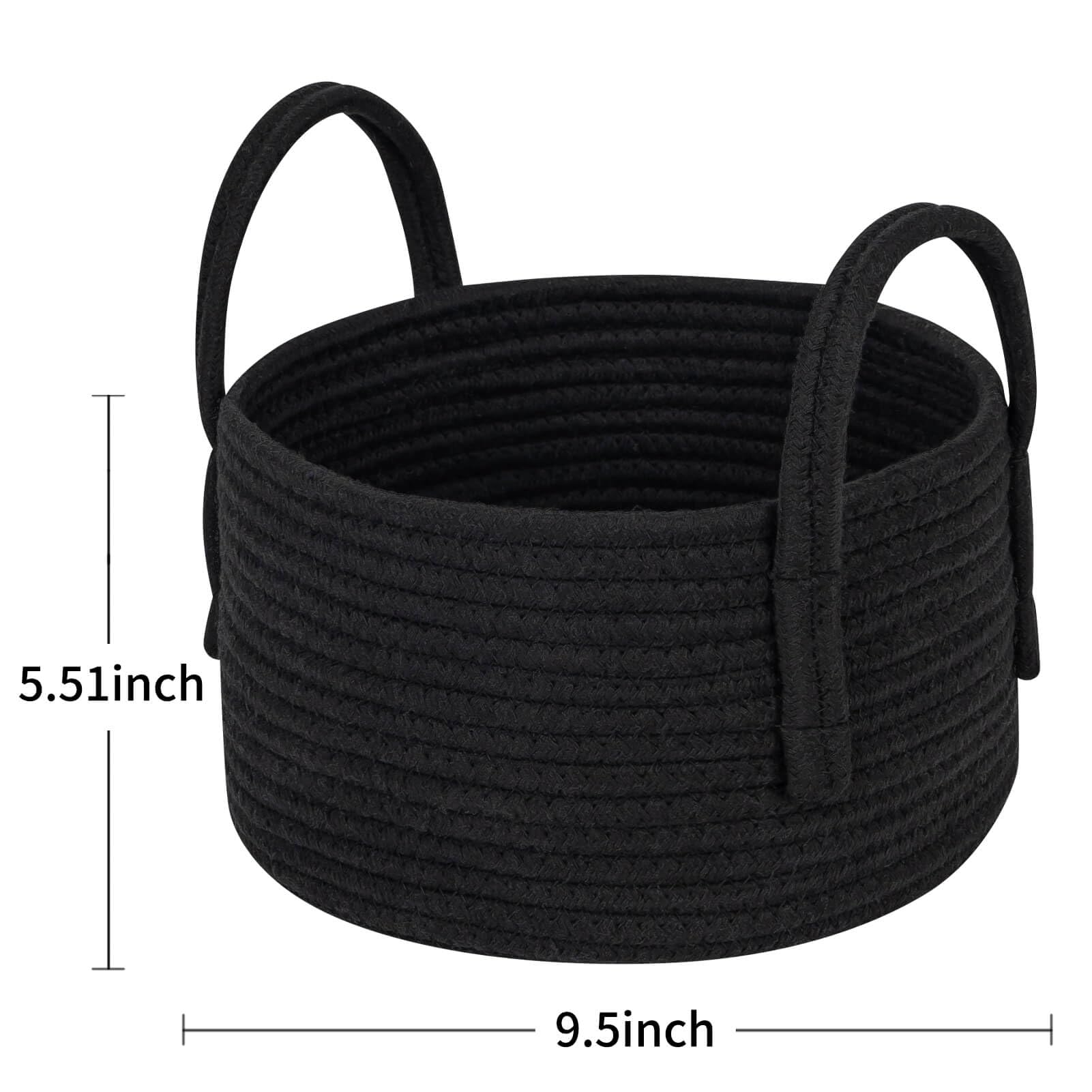 CubesLand Small Black Woven Storage Basket Set - 9.5x5.5 Inch Decorative Organizer for Home, Nursery, Pet Toys, Halloween & Christmas Gifts | Perfect for Shelves, Closets and Party Decorations