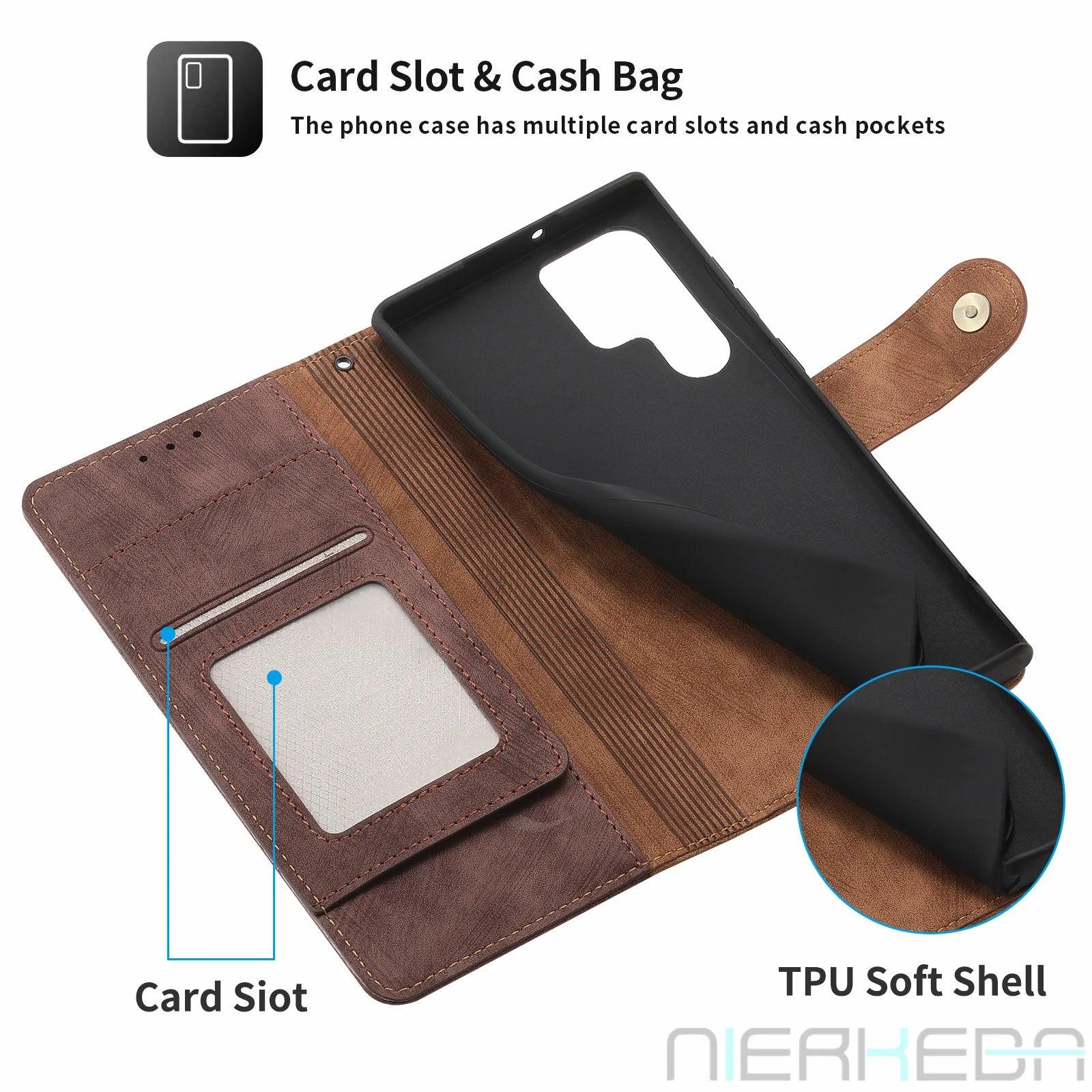 Samsung Galaxy S24 Ultra Anti-Theft Leather Case with RFID Protection - Slim & Durable Phone Cover for Daily Use, Travel & Business