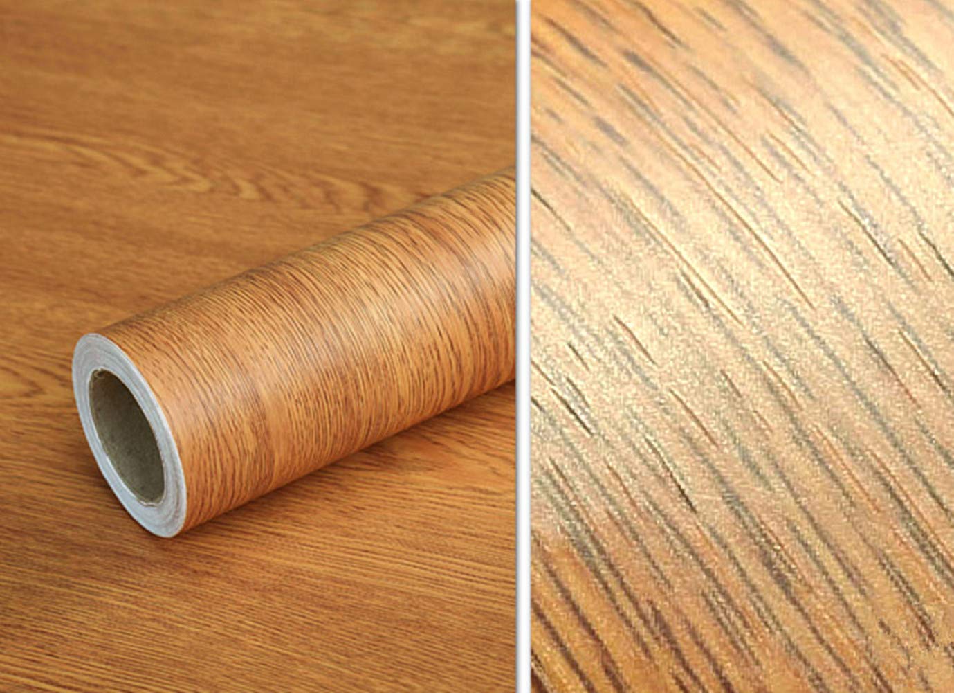 UPREDO Wood Grain Adhesive Paper - Brown Vinyl Sticker for Furniture & Cabinets (15.8x79in) - DIY Home Decor Upgrade